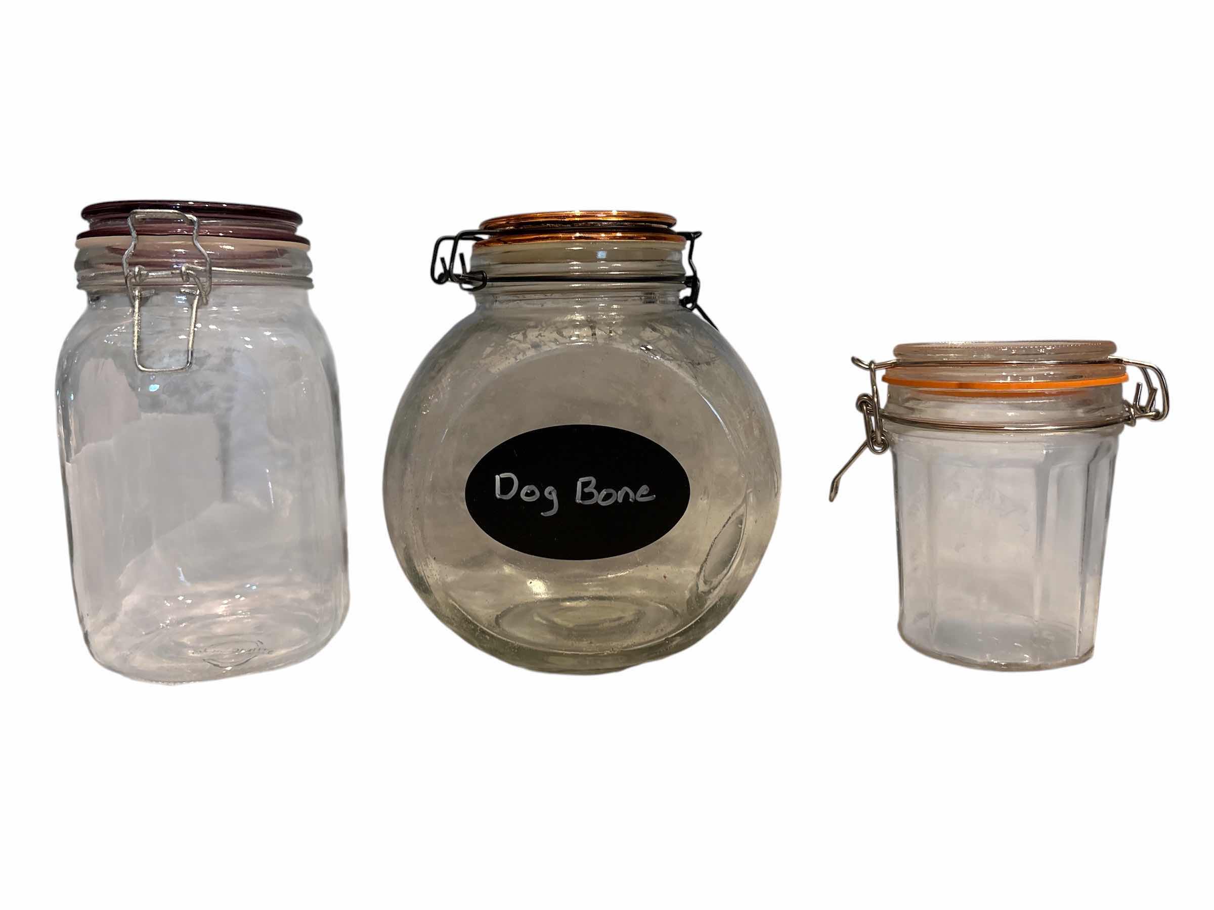 Photo 1 of LIDDED MASON GLASS JARS H13” (6)