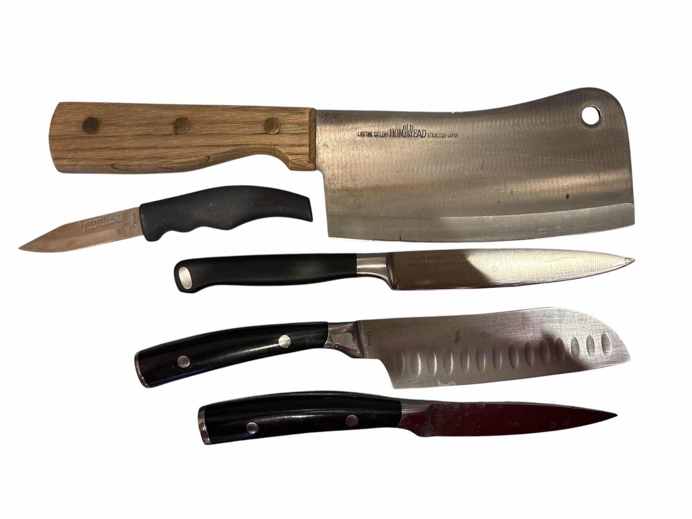 Photo 1 of BUTCHER AND UTILITY KNIVES (5)PCS