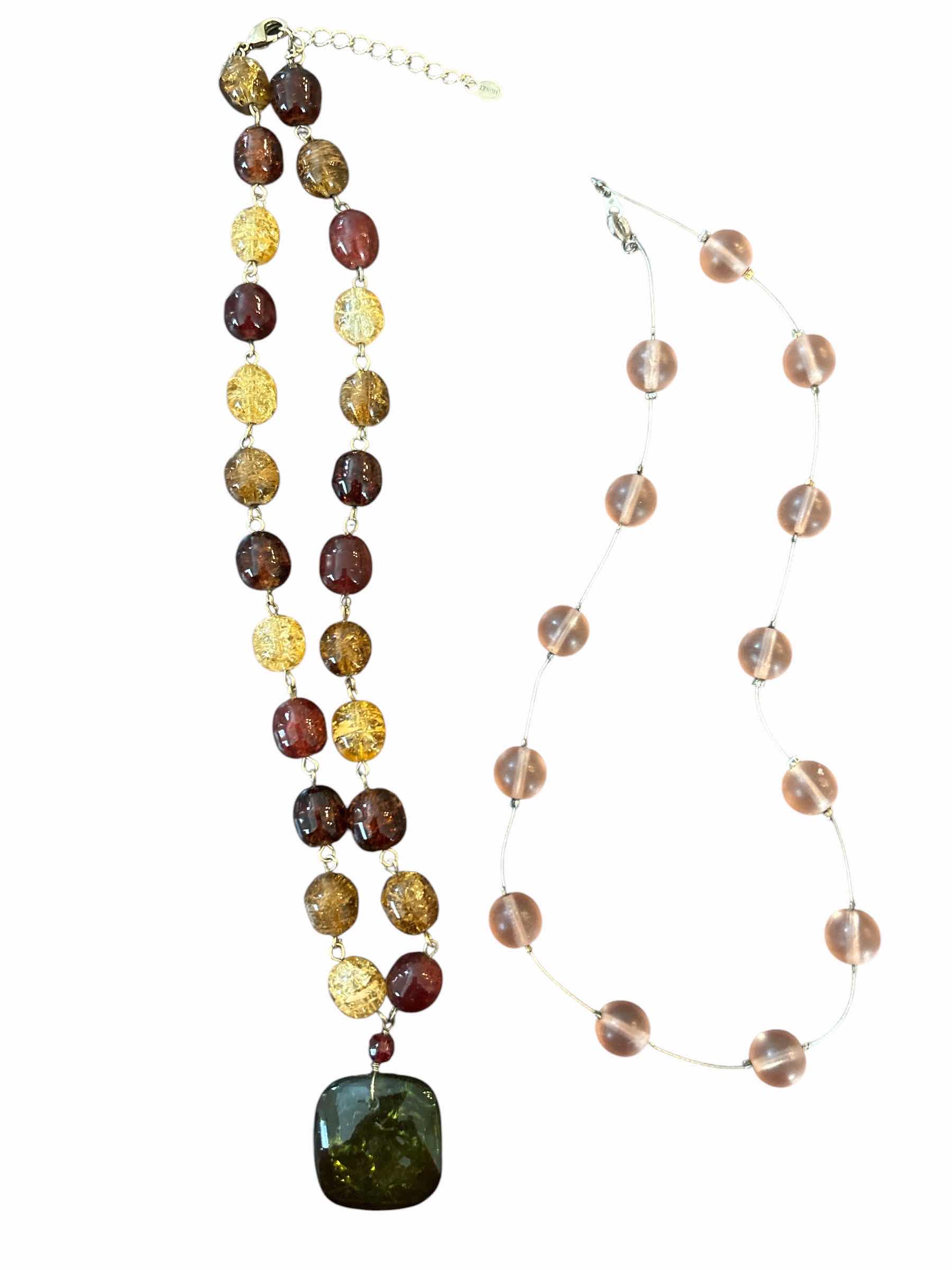 Photo 1 of BEADED PINK AND GREEN TONES NECKLACE FASHION JEWELRY (3)PCS