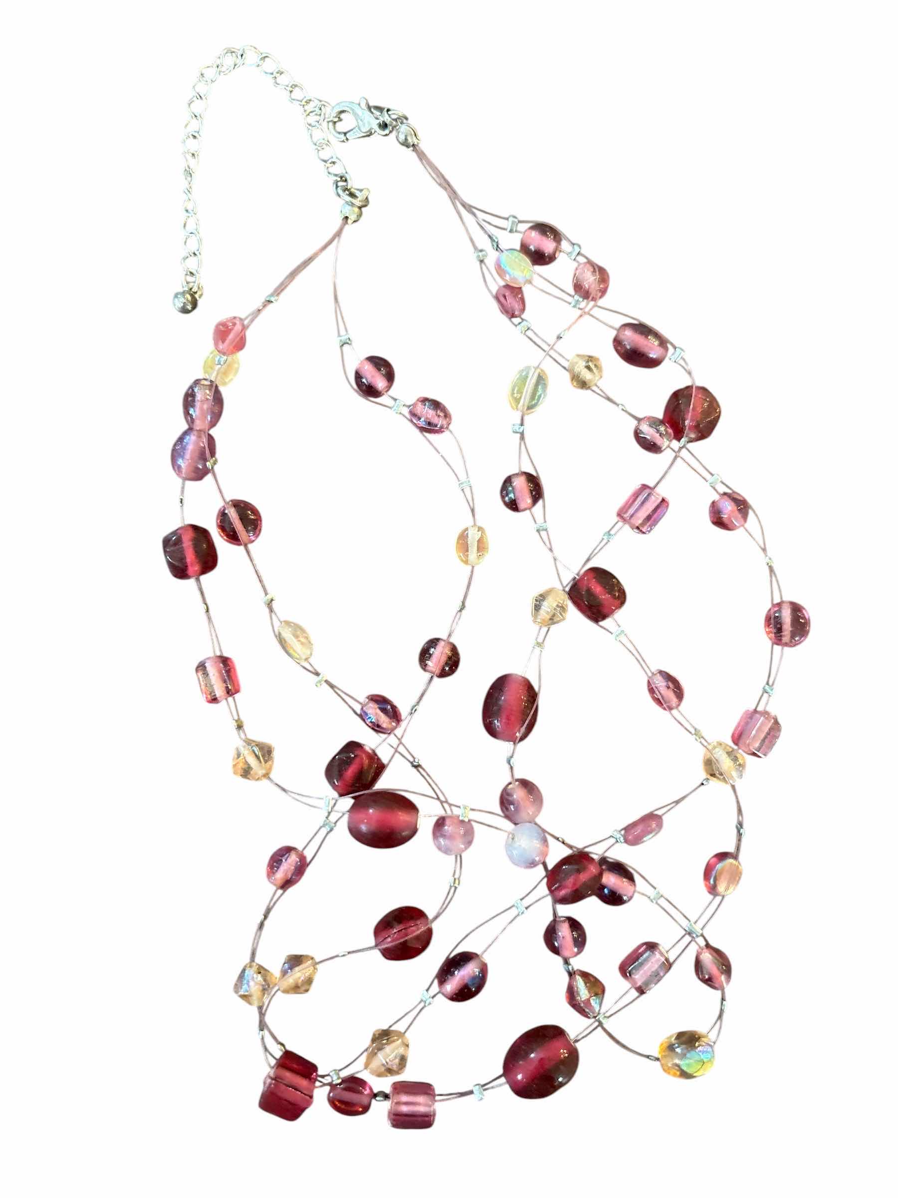 Photo 1 of BEADED PINK AND GREEN TONES NECKLACE FASHION JEWELRY (3)PCS