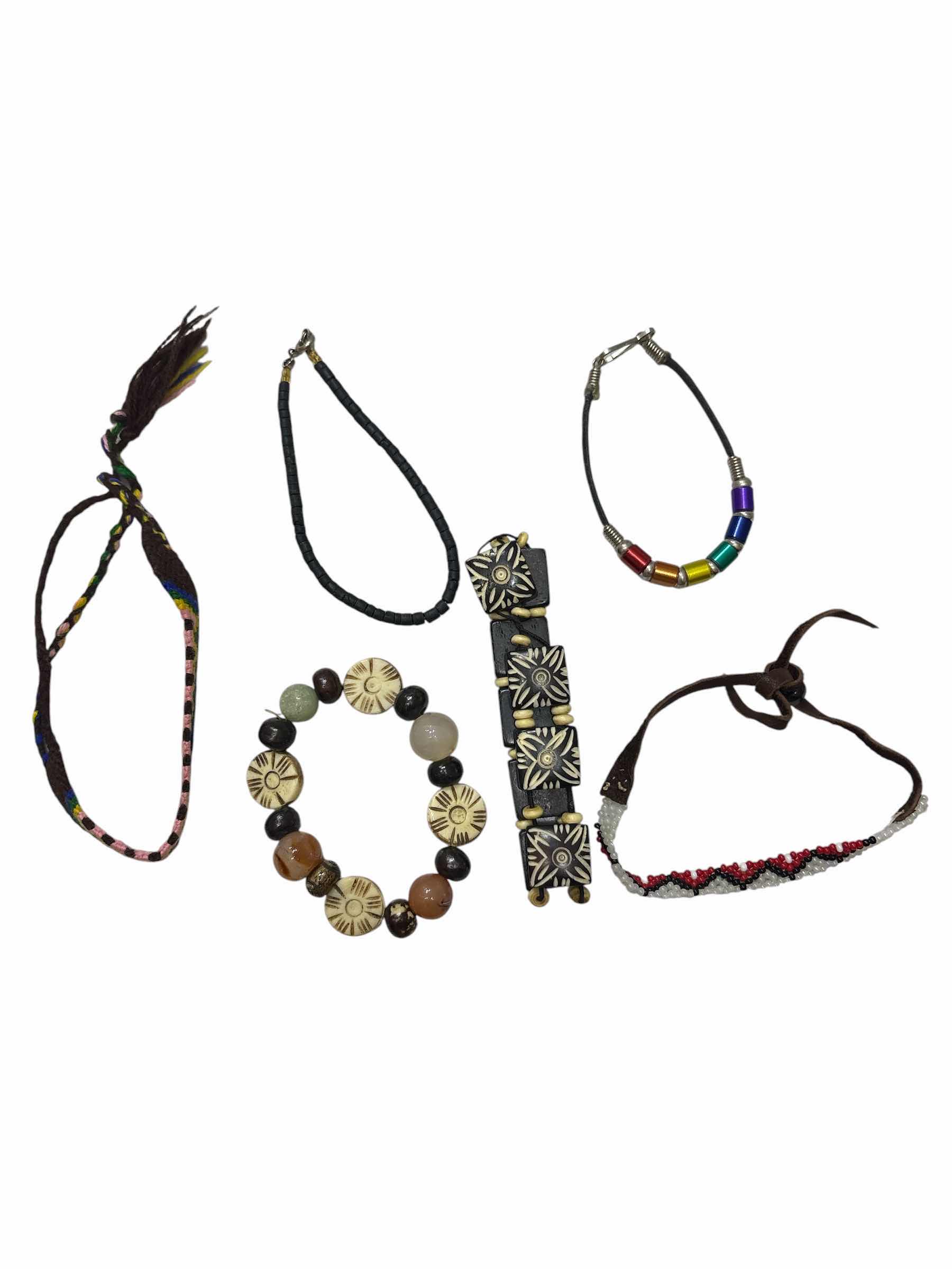 Photo 1 of BEADED SHELLAC WOVEN BRACELETS FASHION JEWELRY (6)PCS