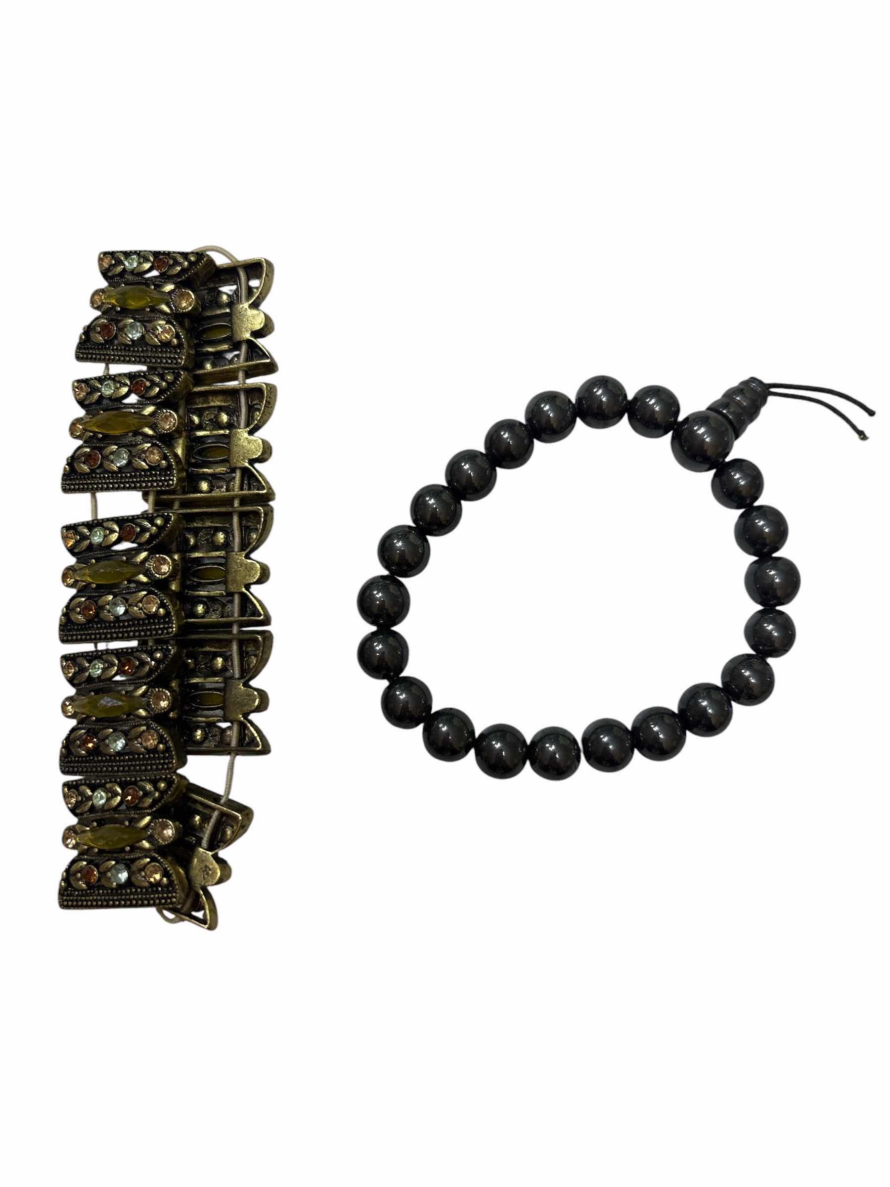 Photo 1 of FAUX PEARL & DARK STONE BRACELETS FASHION JEWELRY (4)PCS