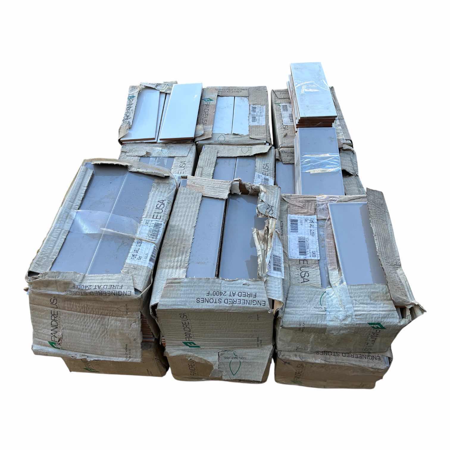 Photo 1 of FIANDRE GLACIER WHITE FINISH TILE 10” X 30” (34PCS PER CASE/3 CASES) & FIANDRE FUME GRAY FINISH TILE 10” X 30” (34PCS PER CASE/9 CASES) READ NOTES