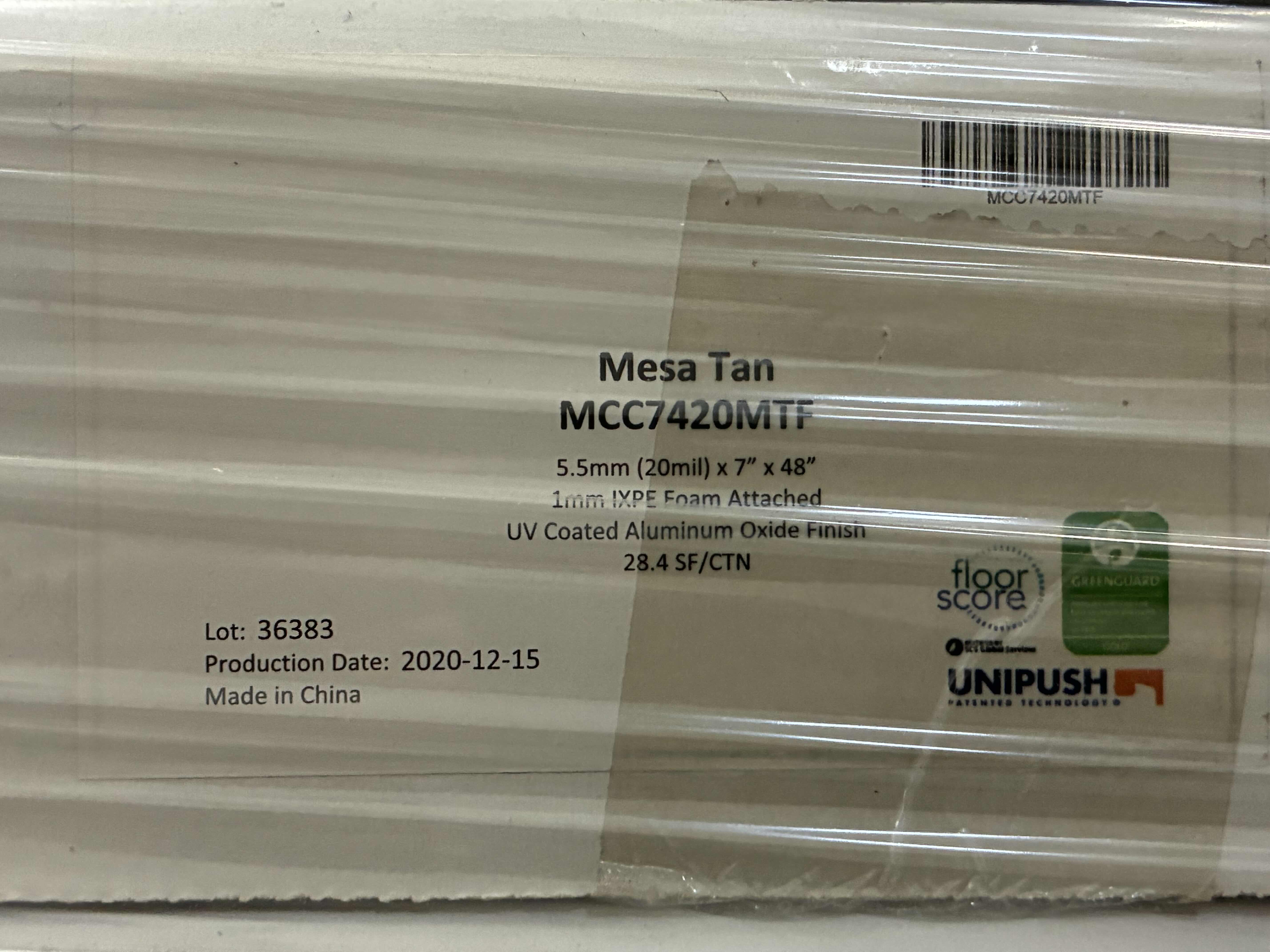 Photo 1 of MISSION COLLECTION MESA TAN FINISH GLUE DOWN PLANK VINYL TILE 7” X 48” X 20MIL (28.4SQFT PER CASE/35 CASES) READ NOTES $3966