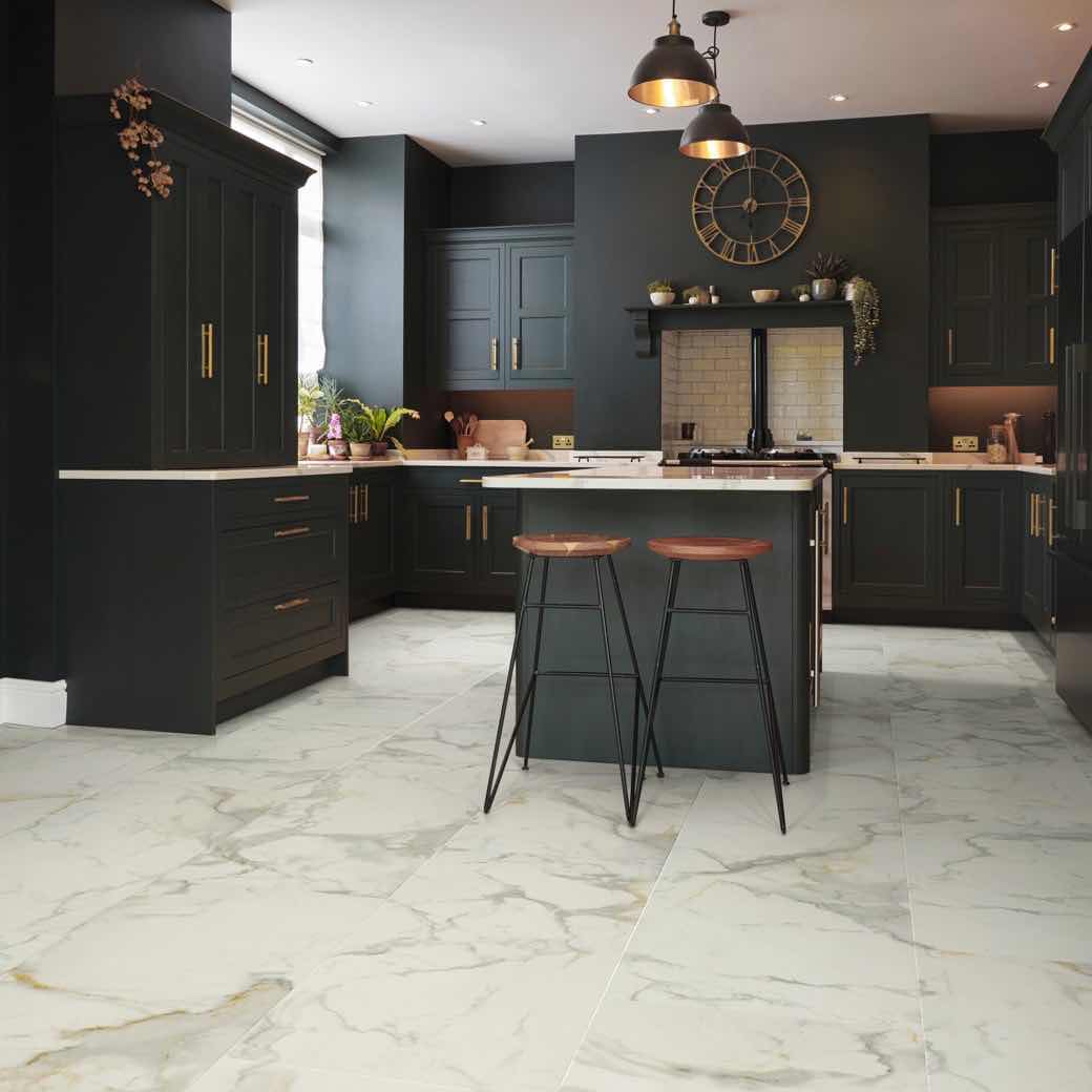 Photo 1 of KARNDEAN DESIGN ART SELECT CALACATTA D’ORO FINISH GLUE DOWN LUXURY VINYL TILE 18” X 36” (36SQFT PER CASE/6 CASES) READ NOTES