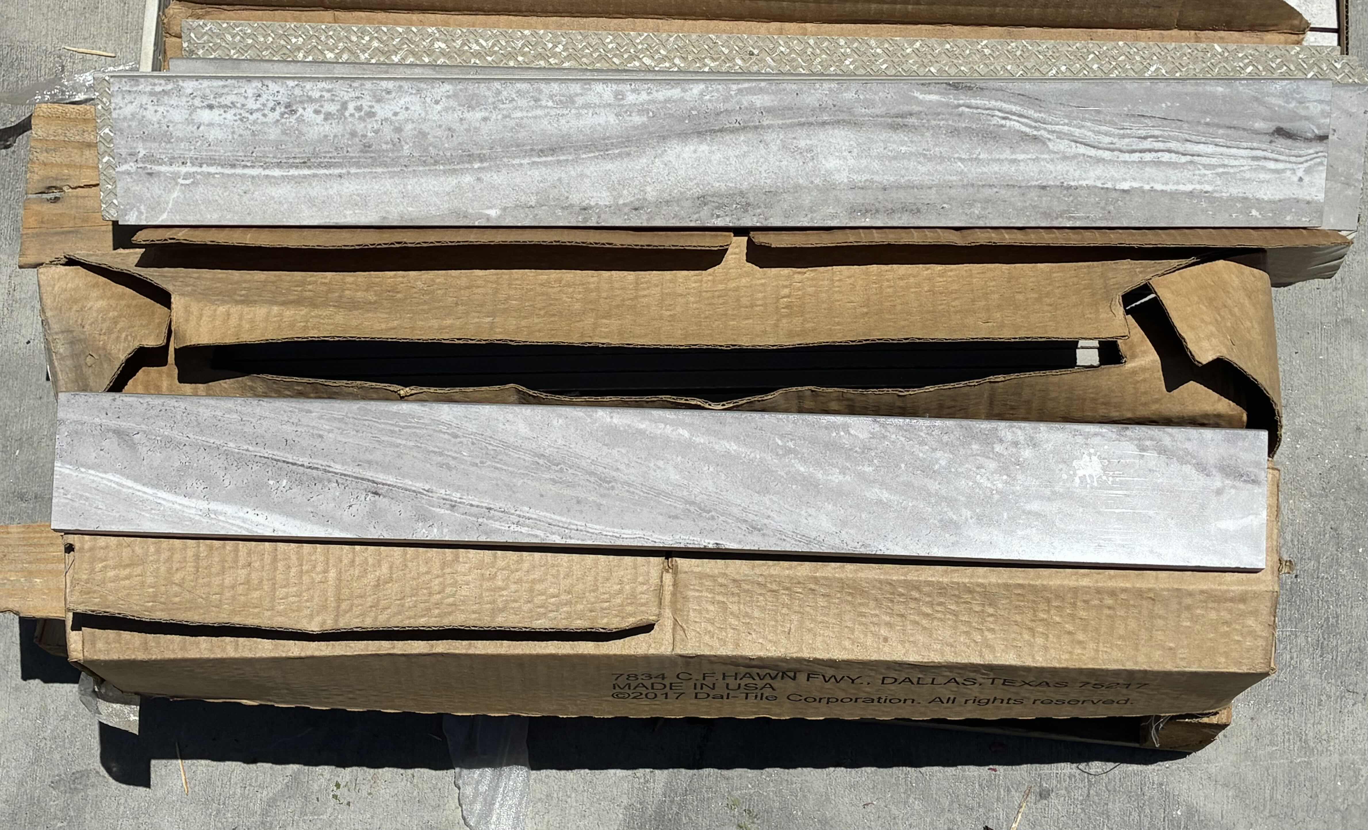 Photo 1 of MIXED STONE FINISH TILE PALLET-SQUARE TILE & MOSAIC TILE W FLOOR BASE TILE (APPROX 7 CASES TOTAL) READ NOTES