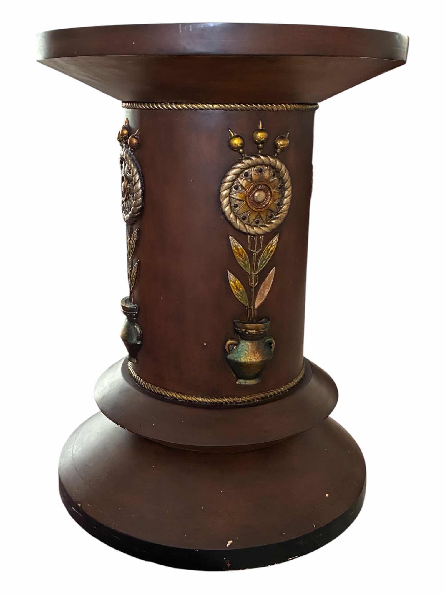 Photo 1 of HAND CARVED BOTANICAL WOOD PLANTER COLUMN PEDESTAL