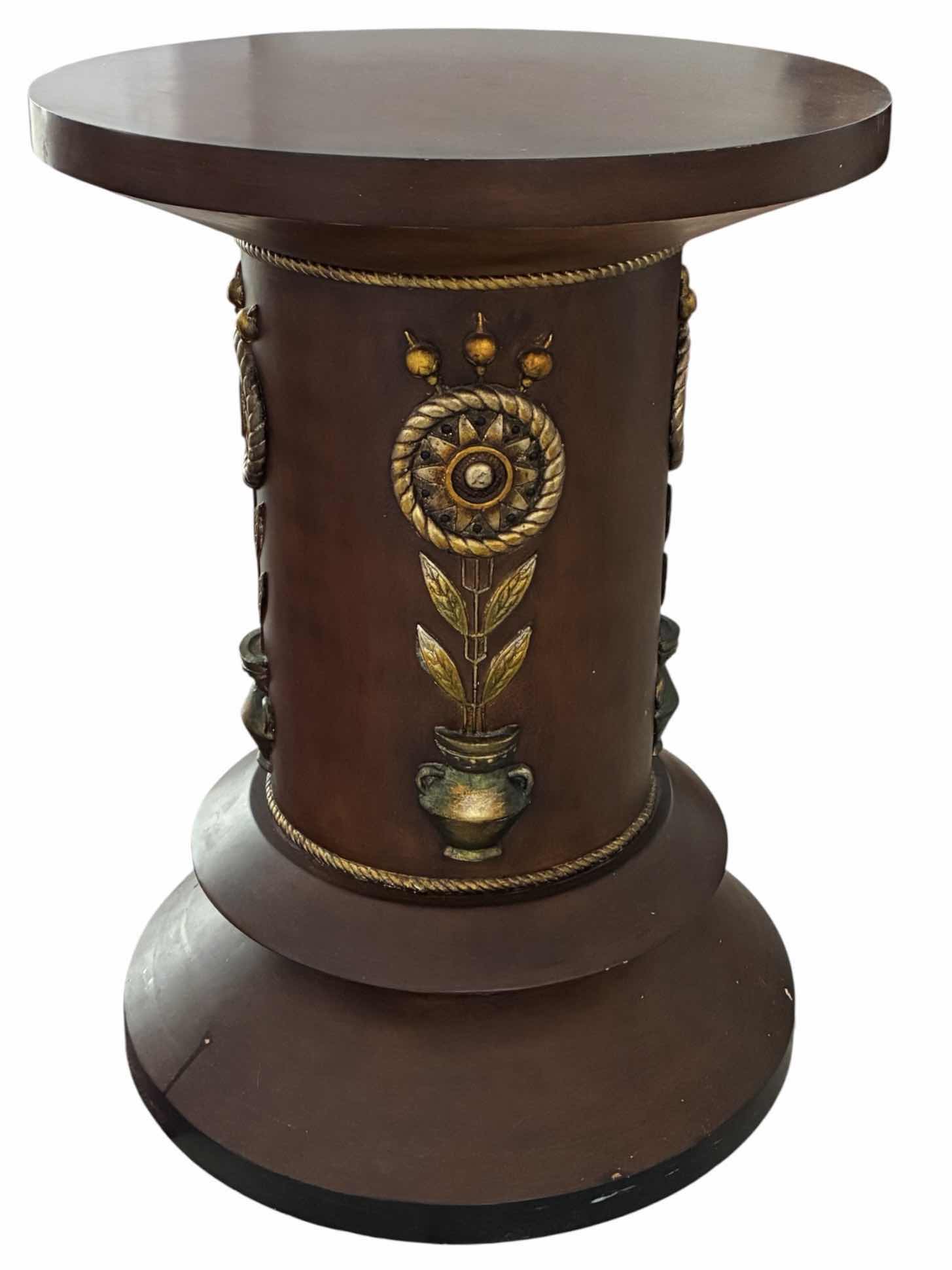 Photo 1 of HAND CARVED BOTANICAL WOOD PLANTER COLUMN PEDESTAL