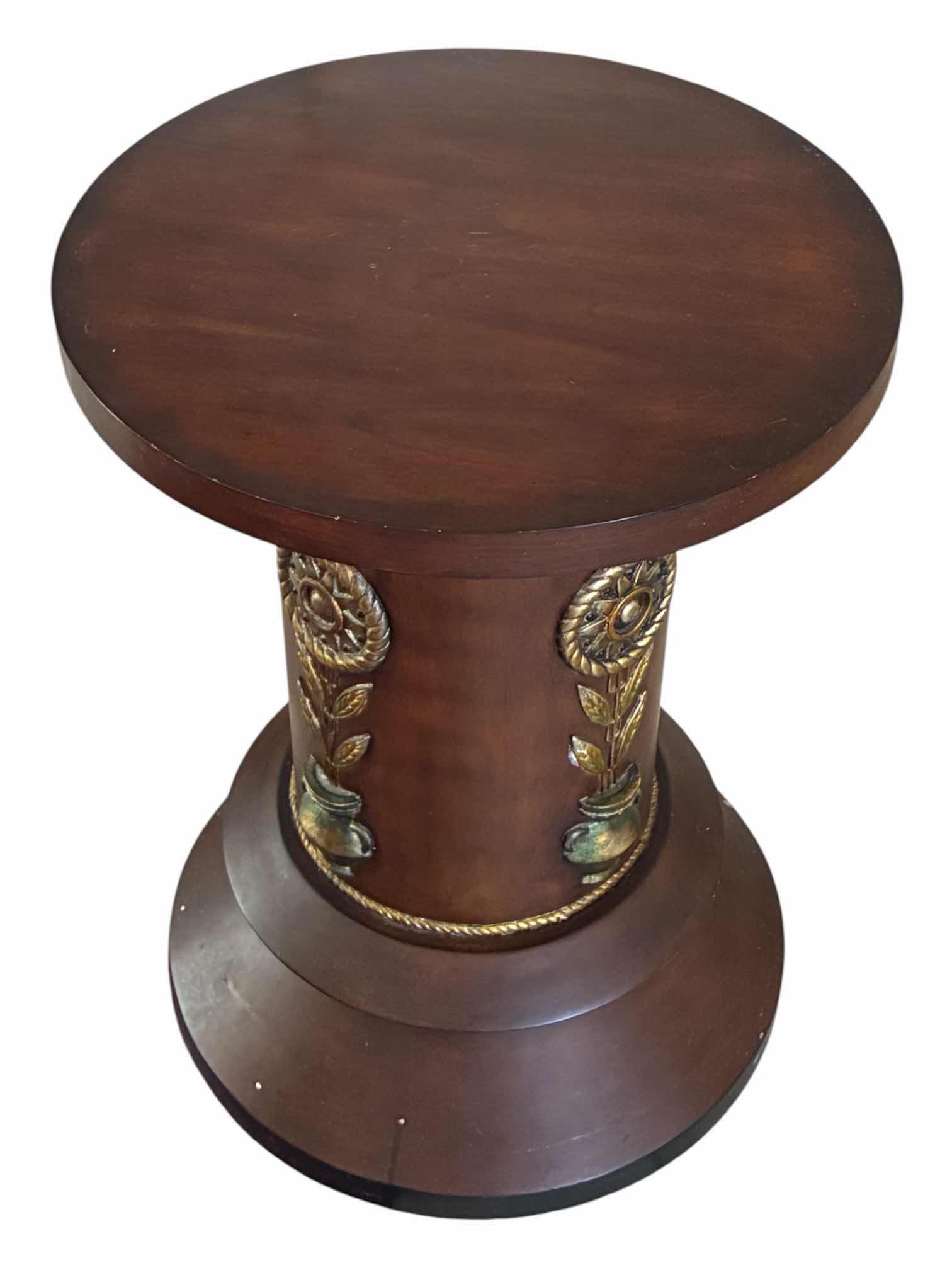 Photo 1 of HAND CARVED BOTANICAL WOOD PLANTER COLUMN PEDESTAL