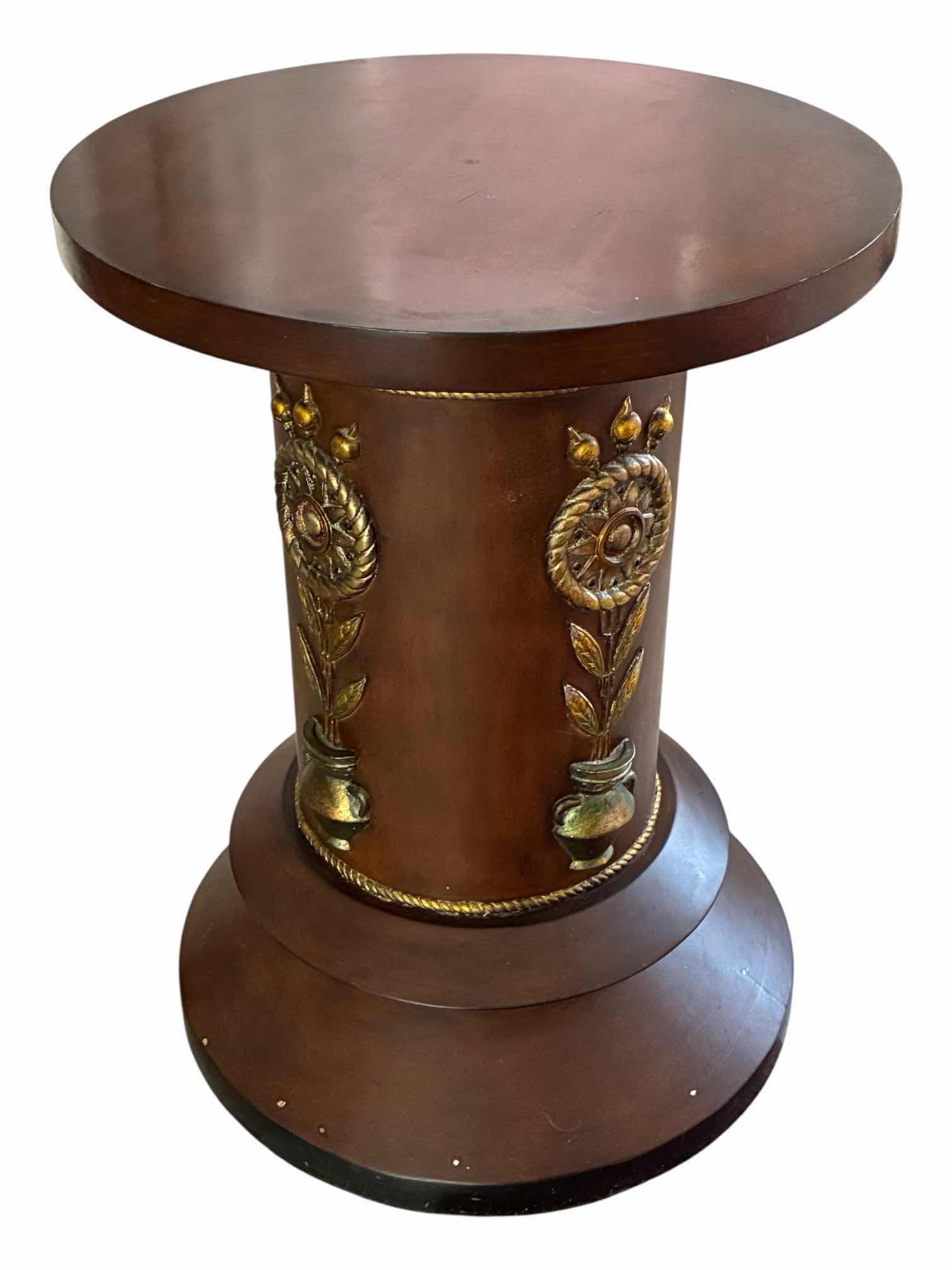 Photo 1 of HAND CARVED BOTANICAL WOOD PLANTER COLUMN PEDESTAL