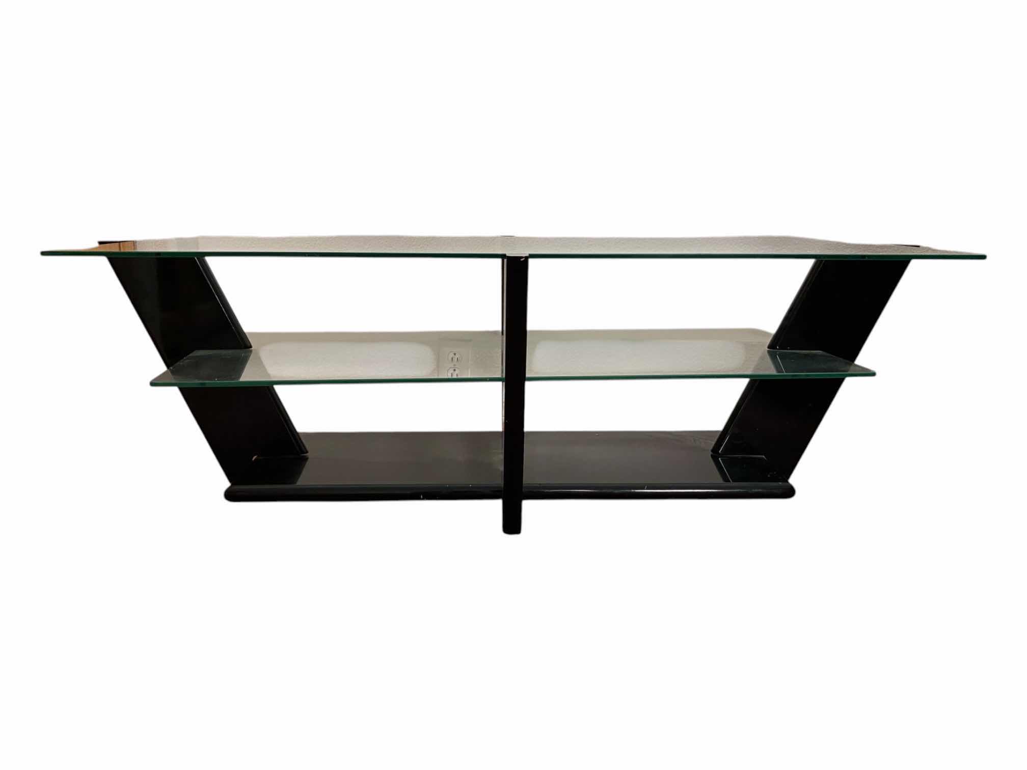 Photo 1 of TWO-TIER GLASS SHELF BLACK LAMINATE WOOD COFFEE TABLE (READ NOTES)