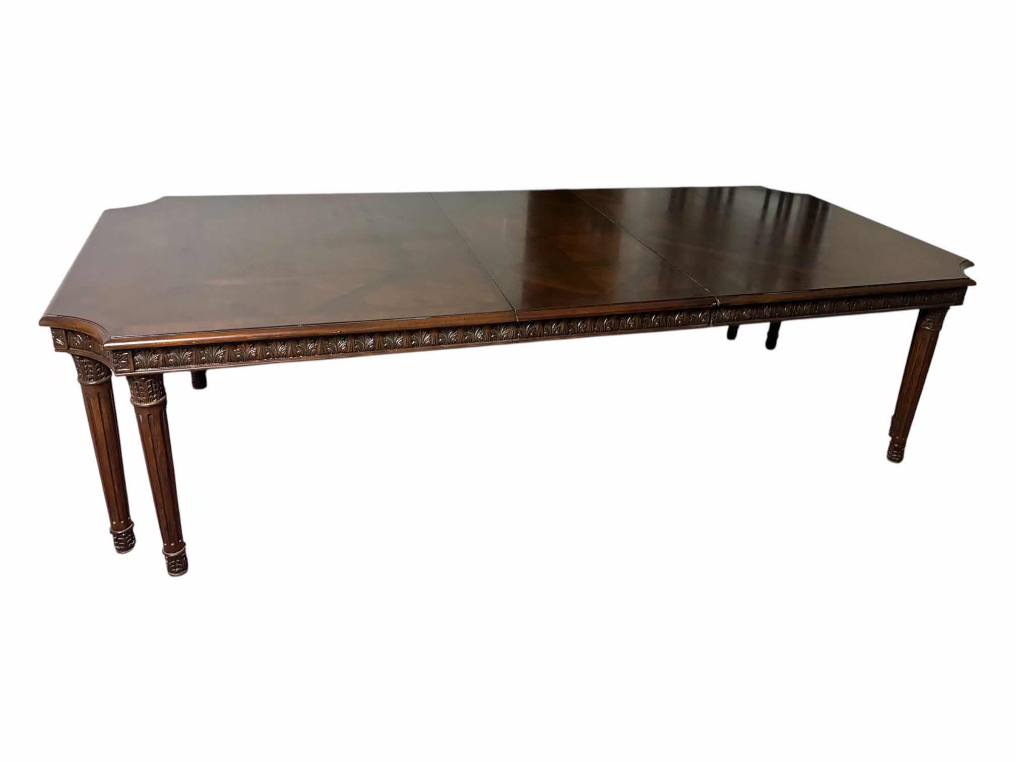 Photo 1 of MID-CENTURY 10’ CARVED MAHOGANY 8-LEG DINING ROOM TABLE W LEAF EXTENSION (READ NOTES)