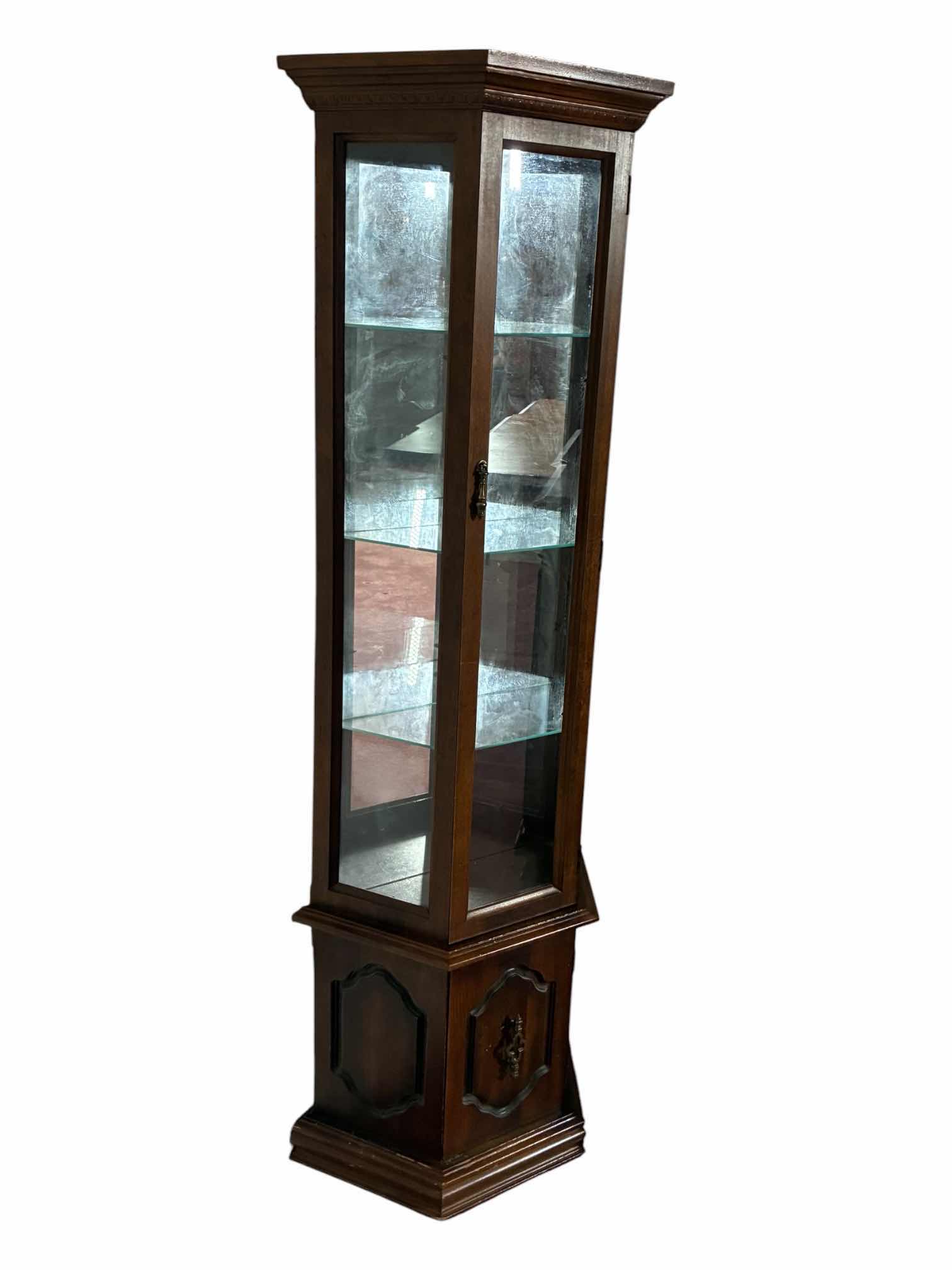 Photo 1 of TRADITIONAL MAHOGANY FINISH WOOD GLASS DOOR CARIO WALL CABINET 25“ X 12“ H70.5“