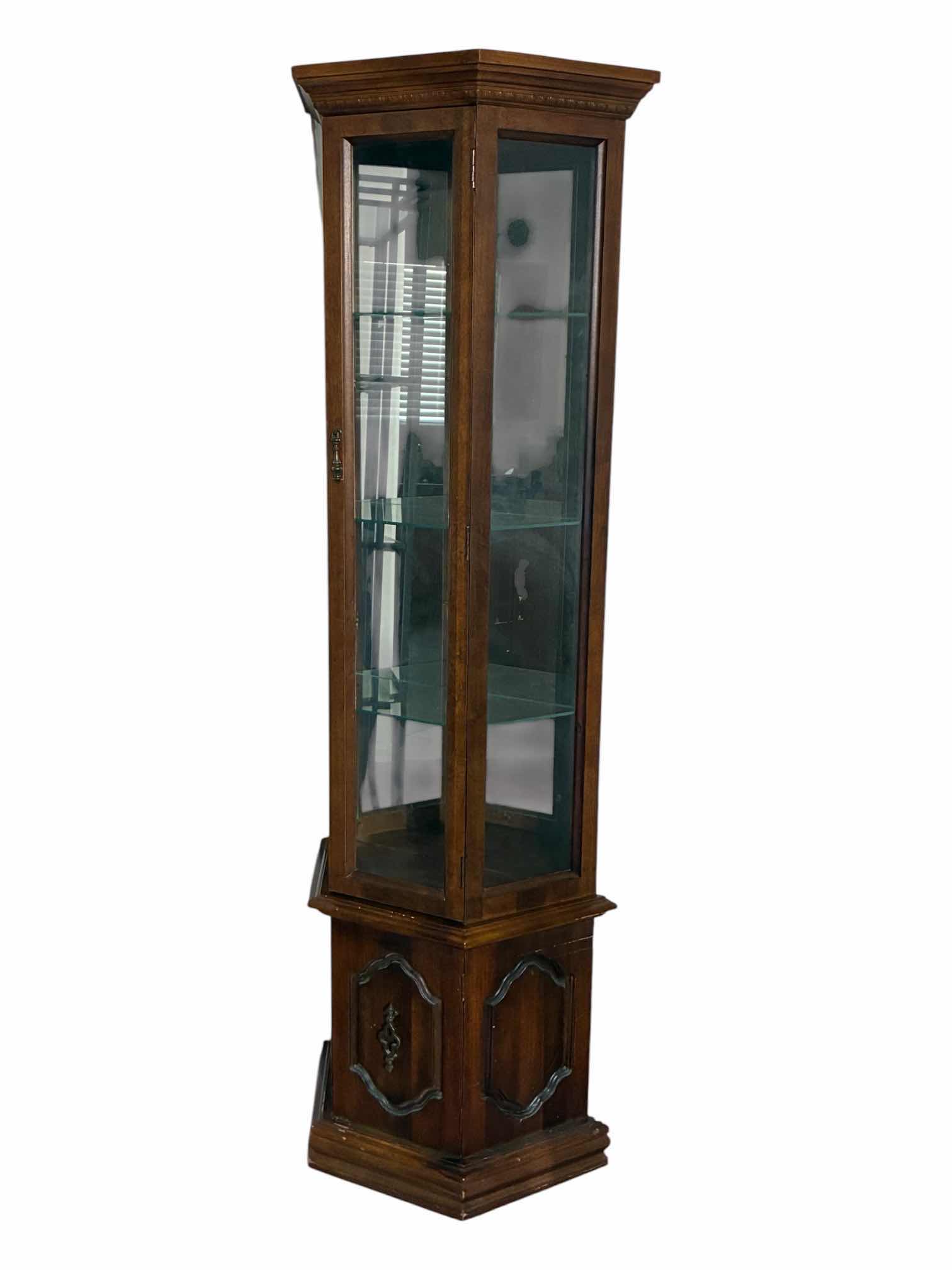 Photo 1 of TRADITIONAL MAHOGANY FINISH WOOD GLASS DOOR CARIO WALL CABINET 25“ X 12“ H70.5“