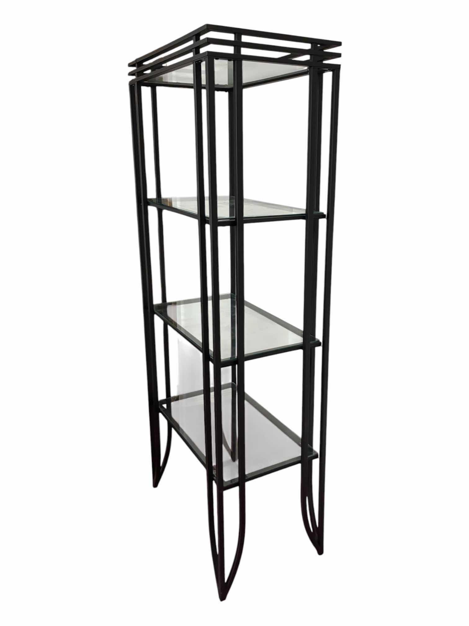 Photo 1 of AGED BRONZE BLACK COATED STEEL 4-TIER GLASS SHELF RACK 30” X 18” H76”