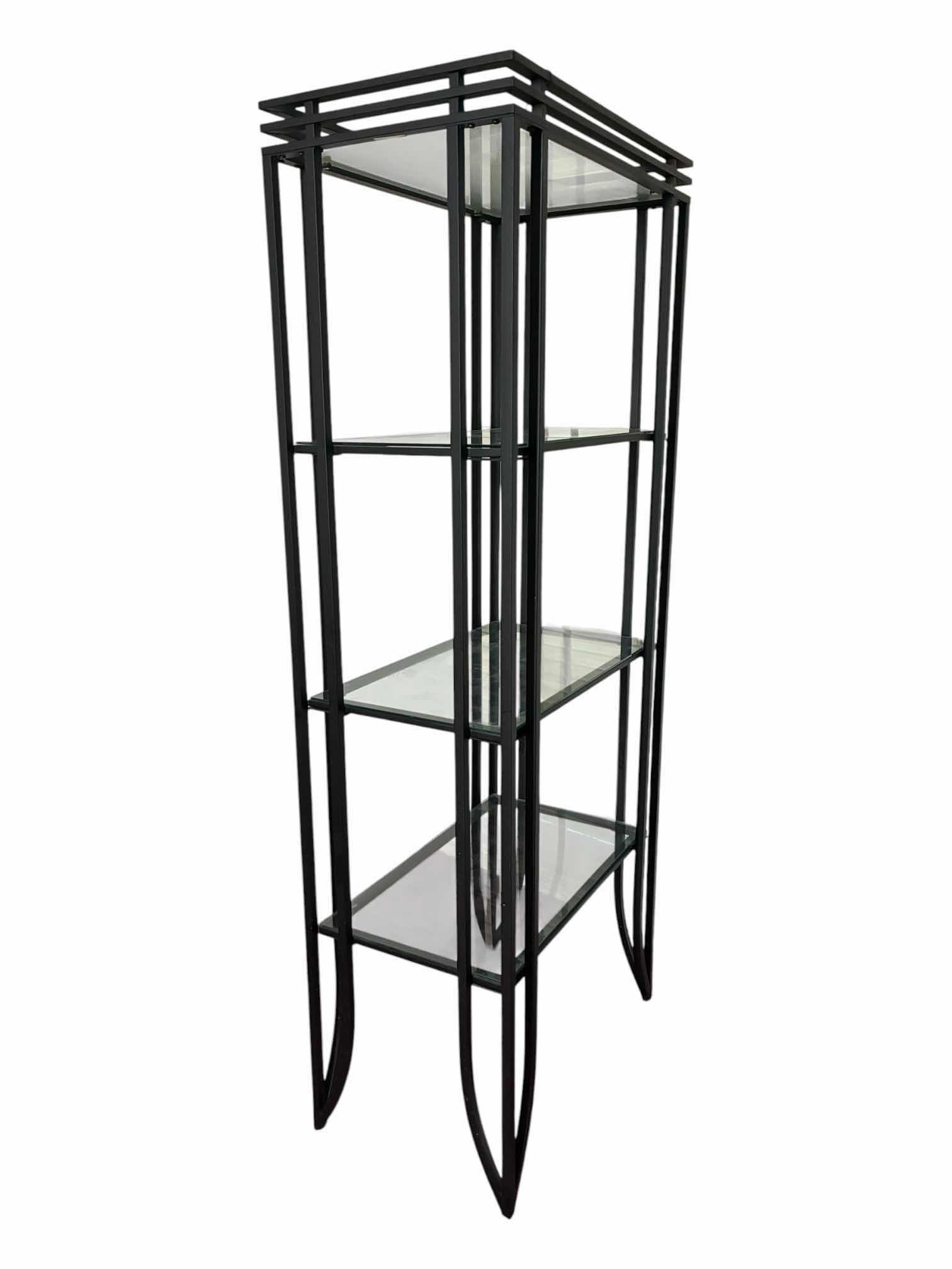 Photo 1 of AGED BRONZE BLACK COATED STEEL 4-TIER GLASS SHELF RACK 30” X 18” H76”