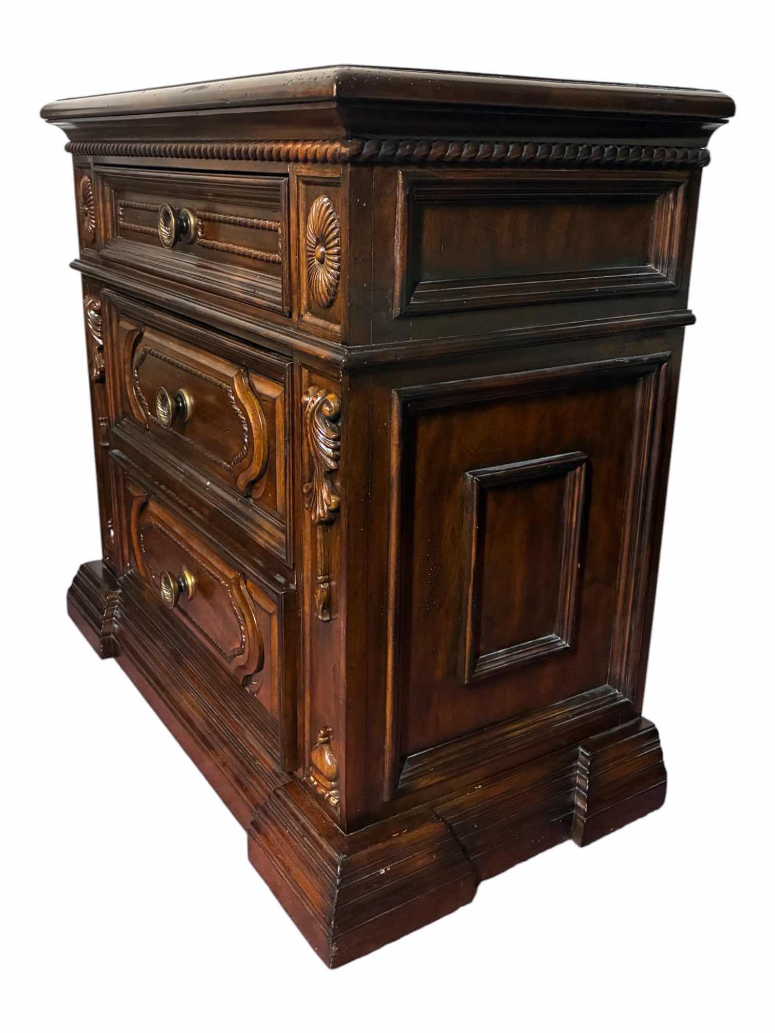Photo 1 of FORBIDDEN CITY CARVED MAHOGANY OVERSIZE NIGHTSTAND 36” X 19” H34.75”