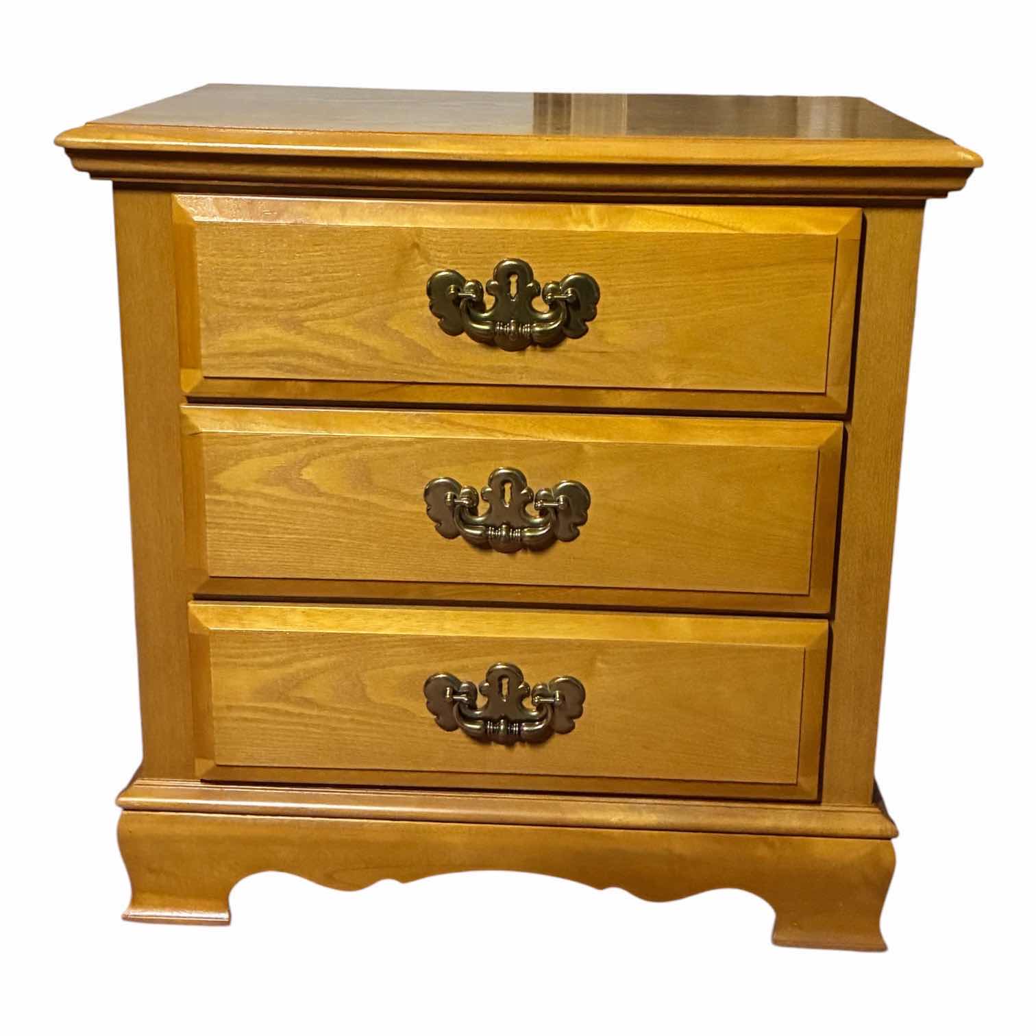 Photo 1 of NATURAL WOOD 3-DRAWER NIGHTSTAND 26“ X 16“ H26.5“