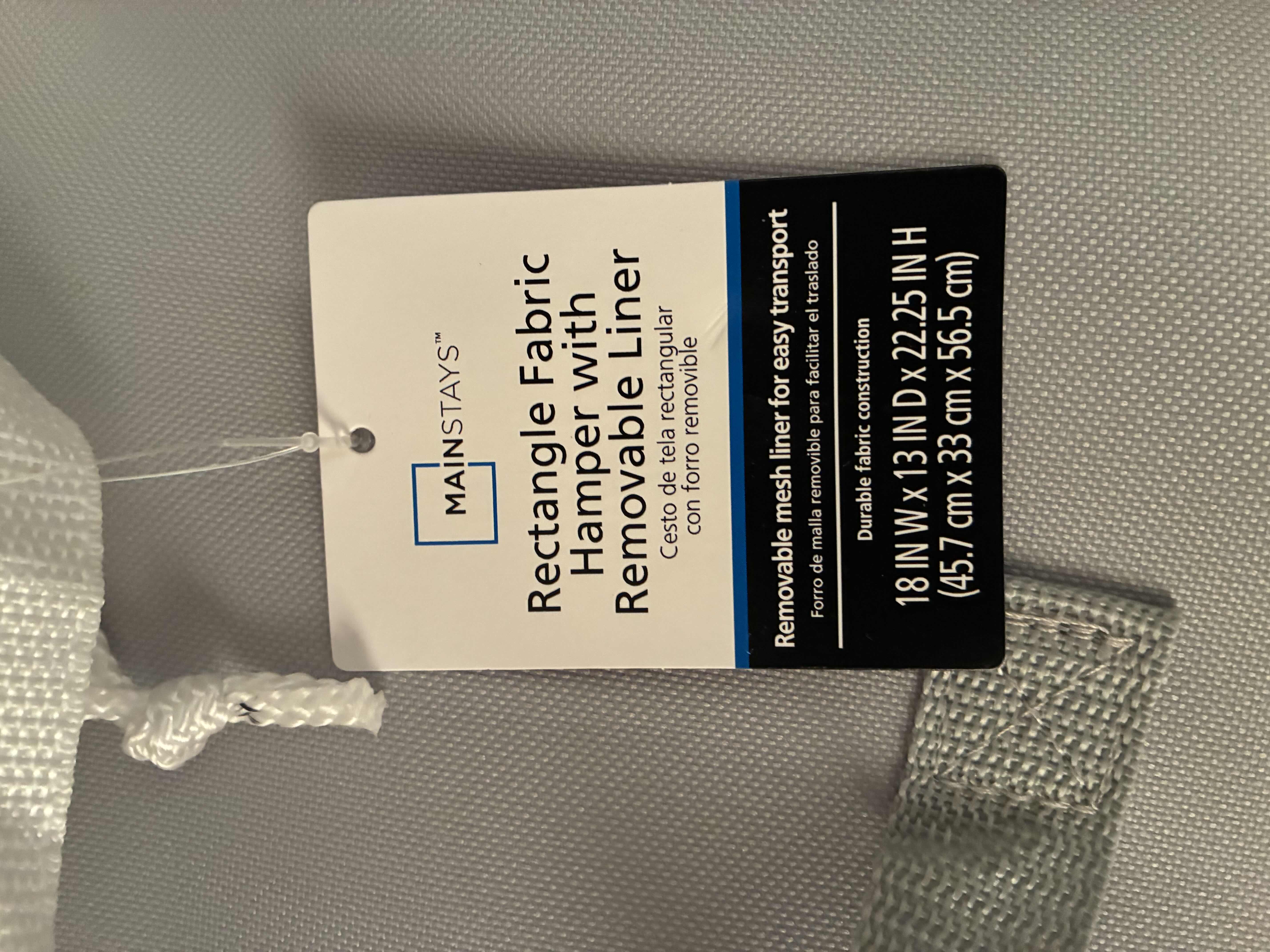 Photo 1 of MAINSTAYS REMOVABLE LINEN RECTANGLE GRAY FABRIC HAMPER
