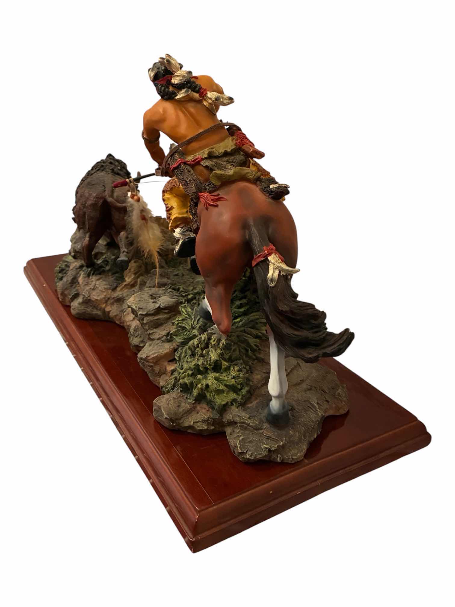 Photo 1 of YANGLIN COLLECTION NATIVE AMERICAN INDIAN CHASING BUFFALO WITH BOW 19“ X 8“ H11”