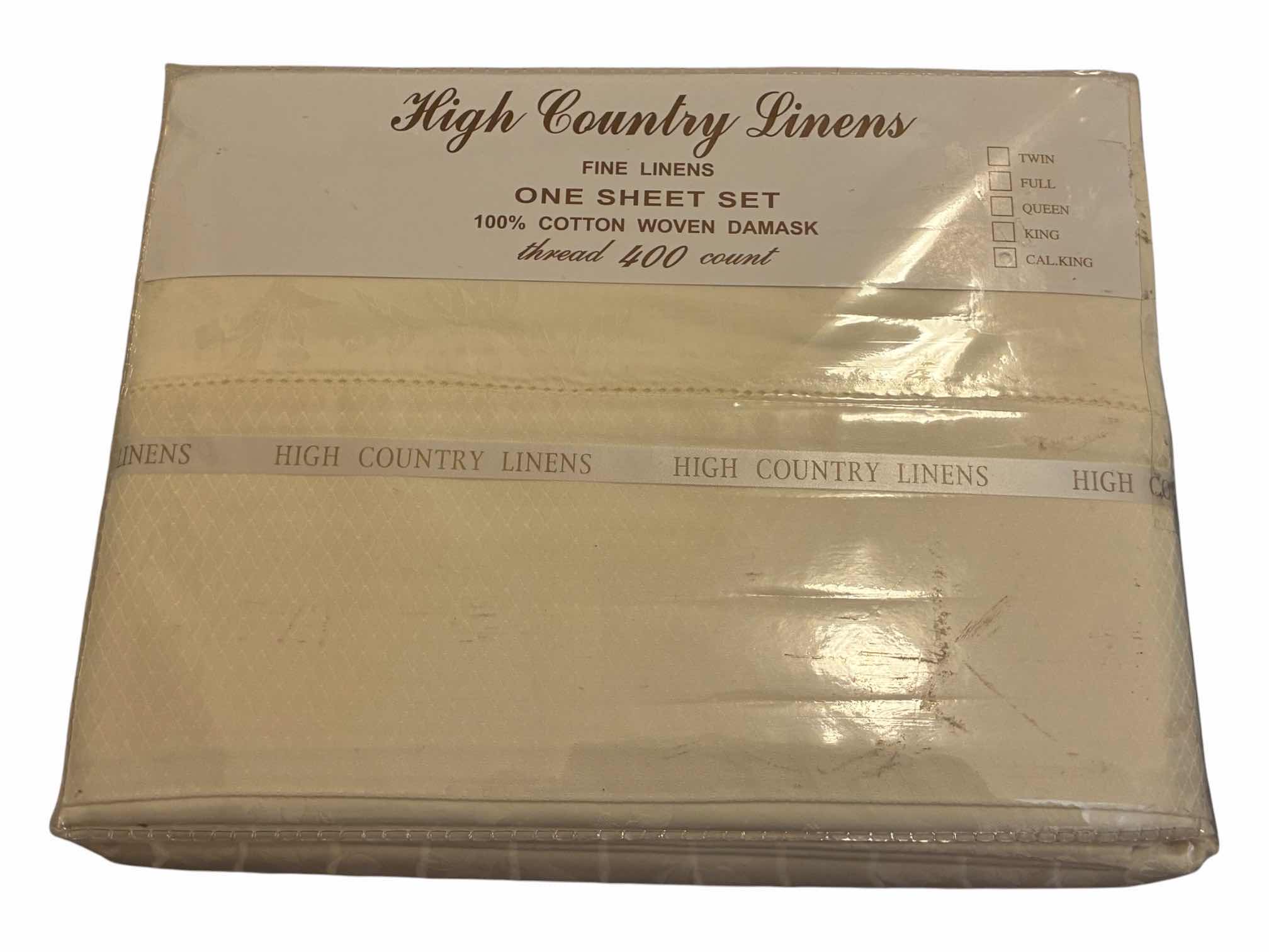 Photo 1 of HIGH COUNTRY CREAM FINE LINENS CALIFORNIA KING SIZE 100% COTTON WOVEN DAMASK 400 THREAD COUNT SHEET SET