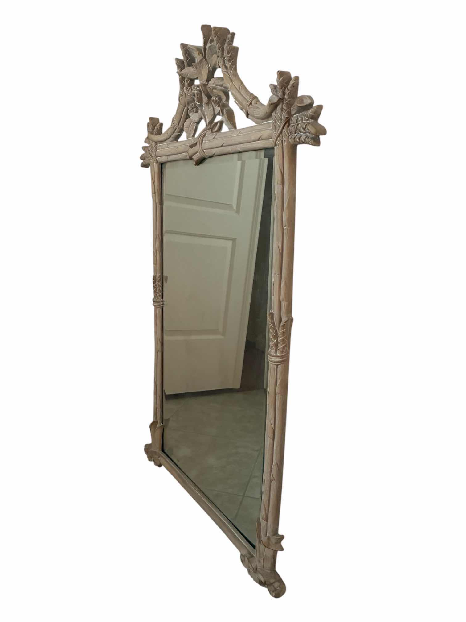 Photo 1 of CAROLINA MIRROR COMPANY BAMBOO DESIGN WOOD FRAME MIRROR 36.5” X 51“
