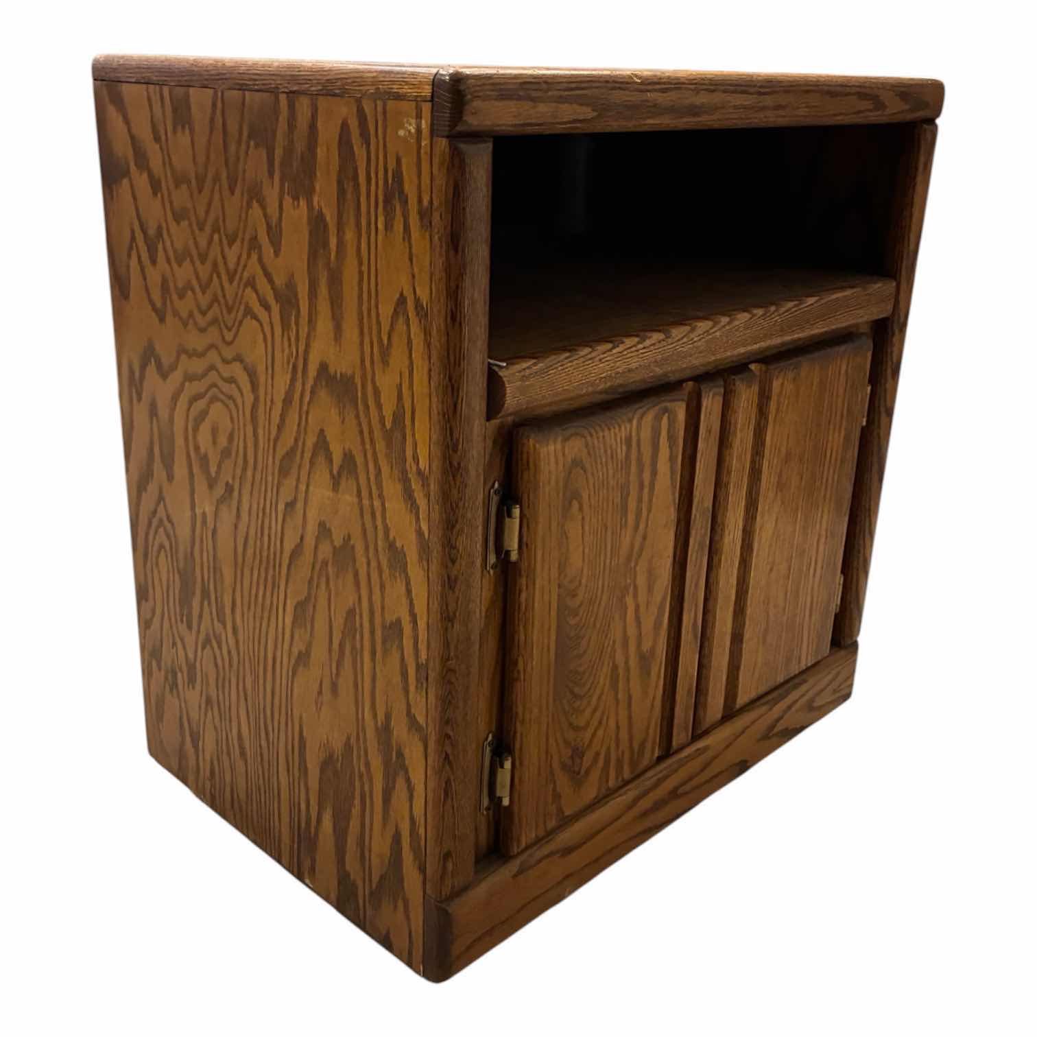 View 2 of OAK WOOD 2 DOOR ROLLING TV CABINET 24“ X 17“ H26“