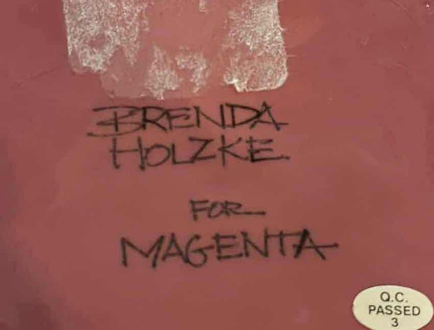 Photo 1 of BRENDA HOLZKE FOR MAGENTA ROSE VASE H15.5” W ROSE CANDLE SET H9.5”