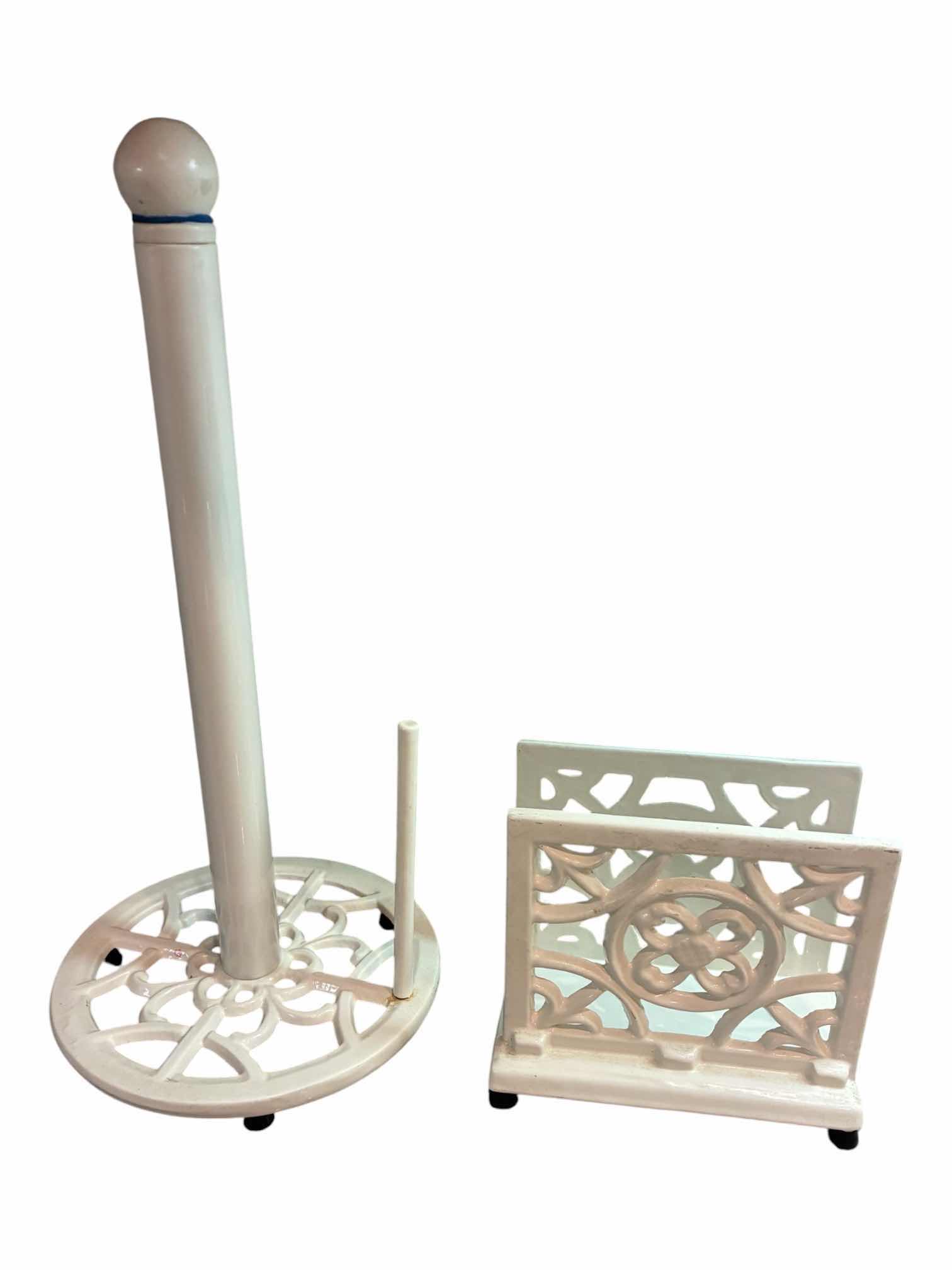 Photo 1 of TARGET HOME WHITE WROUGHT IRON PAPER TOWEL HOLDER & NAPKIN HOLDER