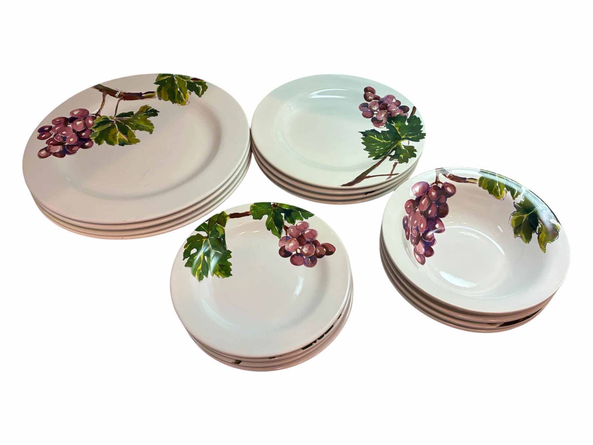 Photo 1 of THE CELLAR ENTERTAINING GRAPEVINE DESIGN PLATE & BOWL CHINA SET (16)