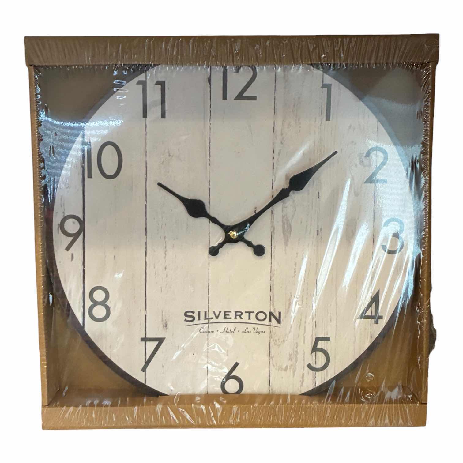 Photo 1 of SILVERTON 13” CASINO HOTEL LAS VEGAS WOOD FINISH RUSTIC WALL CLOCK