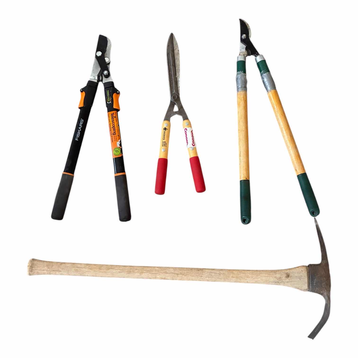 Photo 1 of YARD TRIMMING TOOLS (3) W PICKAXE