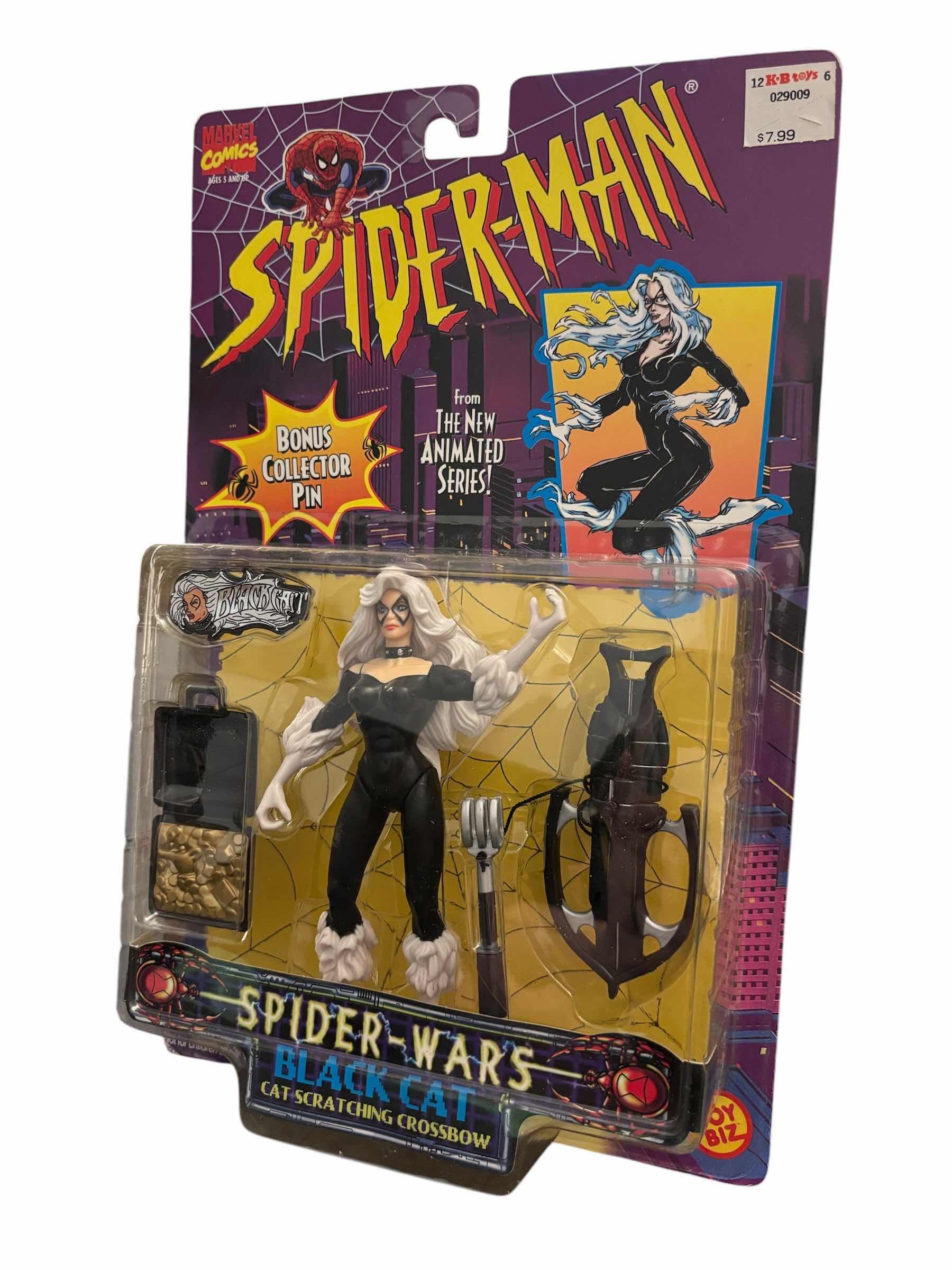 Photo 1 of 1996 TOY BIZ MARVEL COMICS SPIDER-MAN SPIDER WARS BLACK CAT ACTION FIGURE & ACCESSORIES