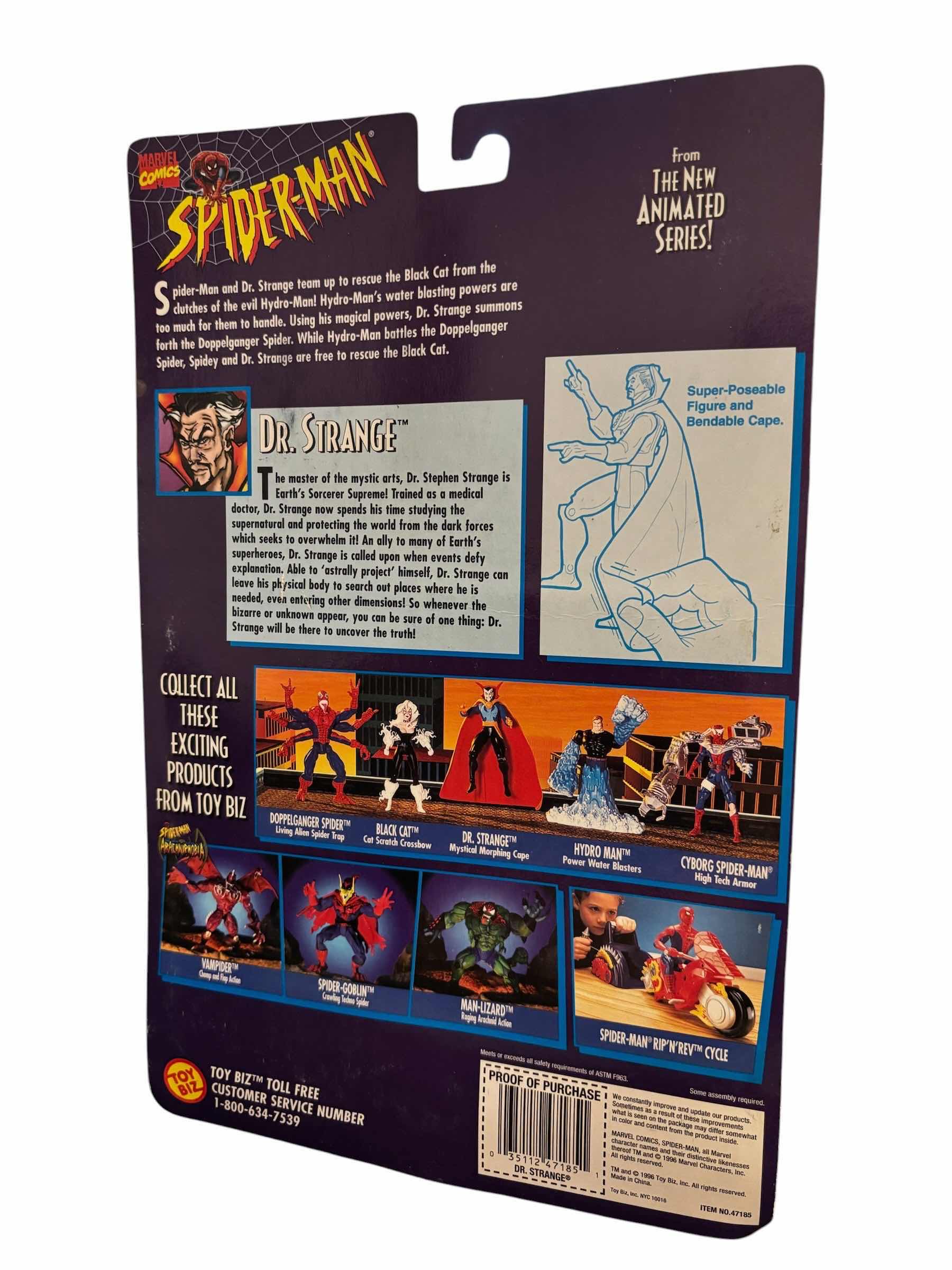 Photo 1 of 1996 TOY BIZ MARVEL COMICS SPIDER-MAN SPIDER WARS DR. STRANGE ACTION FIGURE & ACCESSORIES