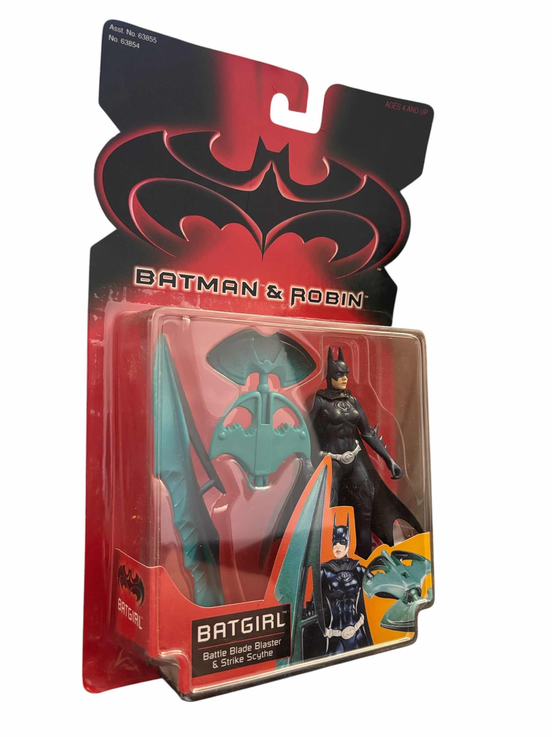 Photo 1 of 1997 HASBRO KENNER BATMAN & ROBIN BATGIRL W BATTLE BLADE BLASTER & STRIKE SCYTHE