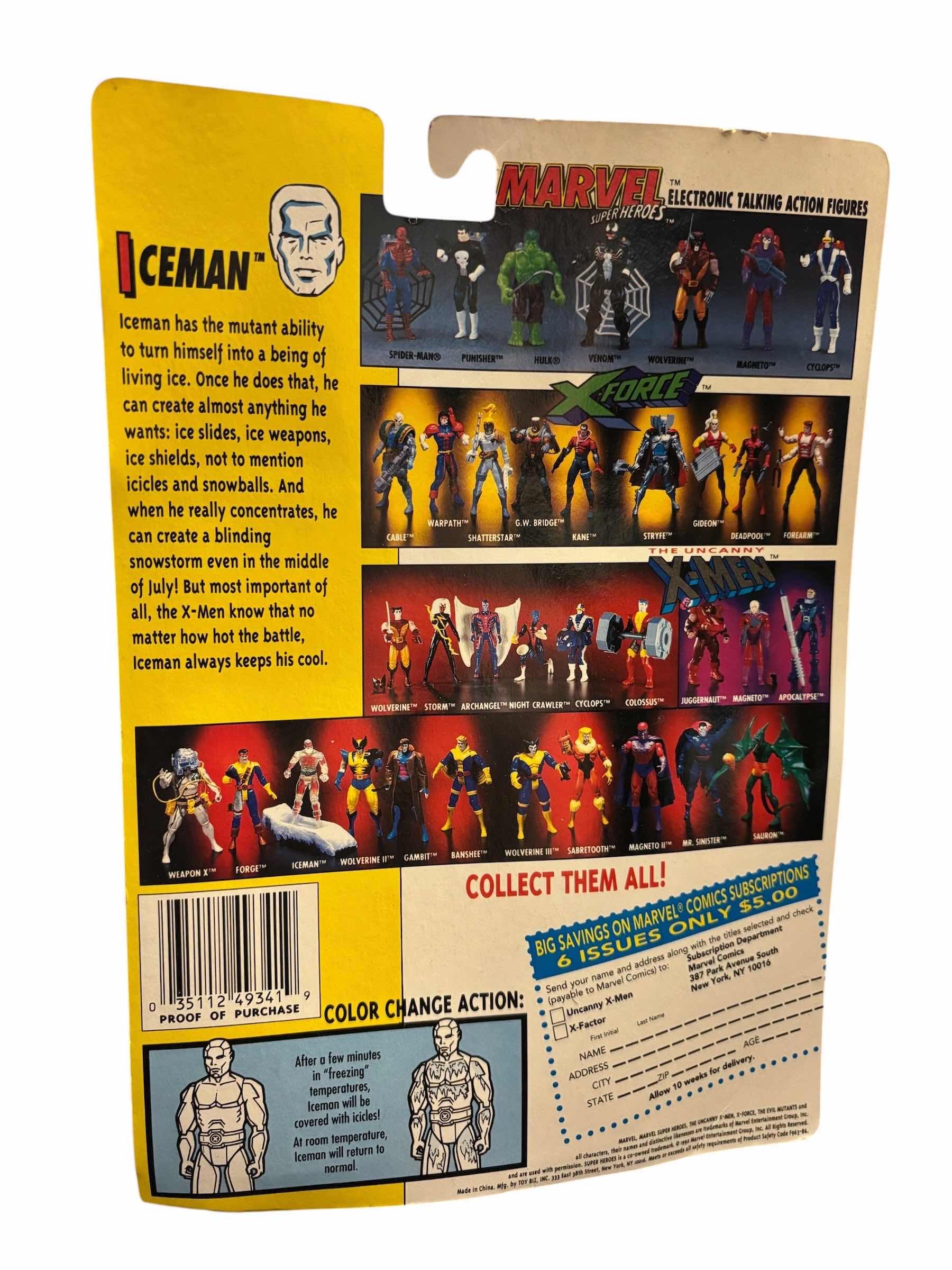 View 3 of 1992 TOY BIZ MARVEL DYNAM-X THE UNCANNY X-MEN ICE MAN ACTION FIGURE & ACCESSORIES
