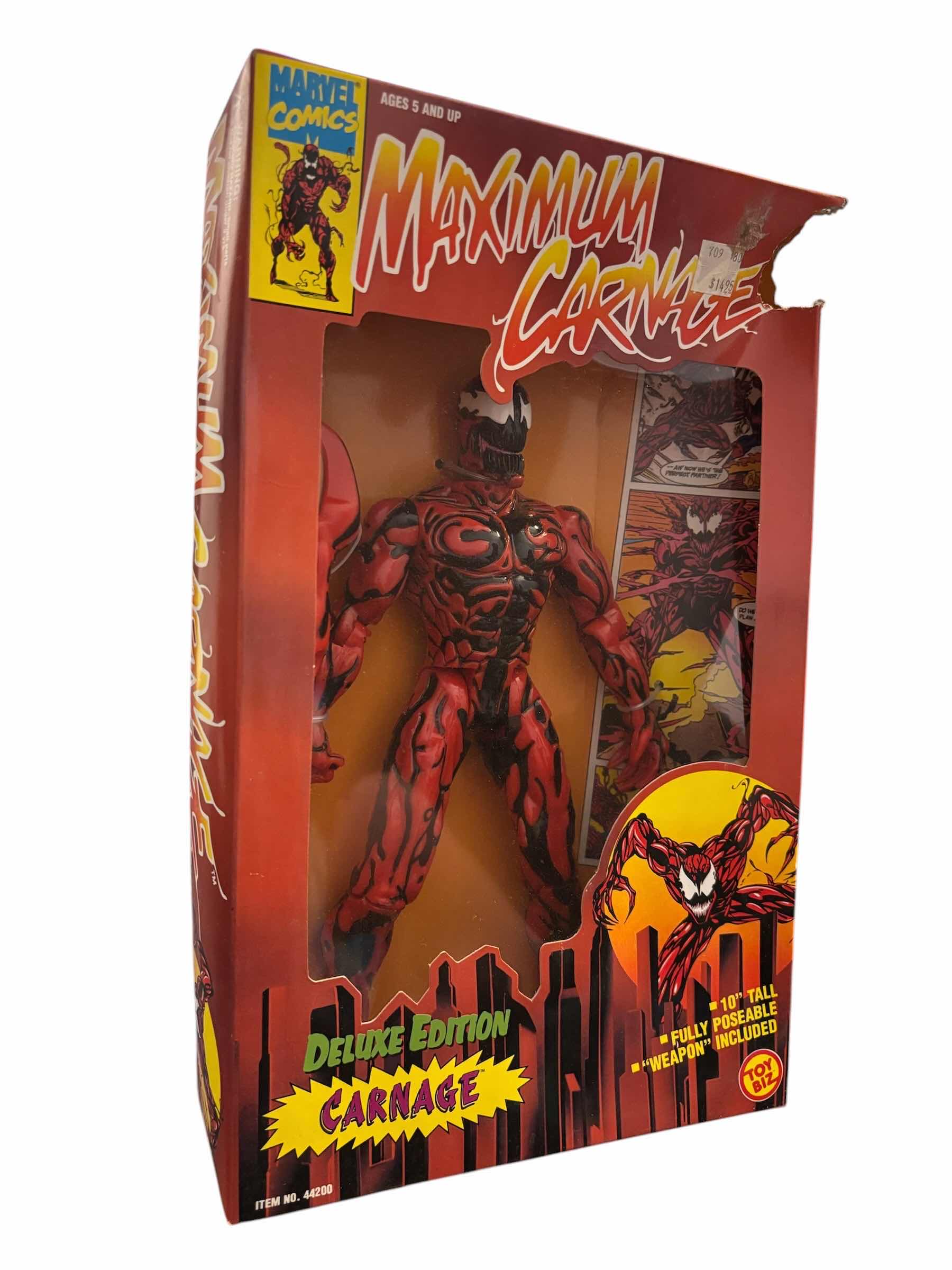 Photo 1 of 1994 TOY BIZ MARVEL COMICS DELUXE EDITION MAXIMUM CARNAGE 10” FULLY POSEABLE ACTION FIGURE