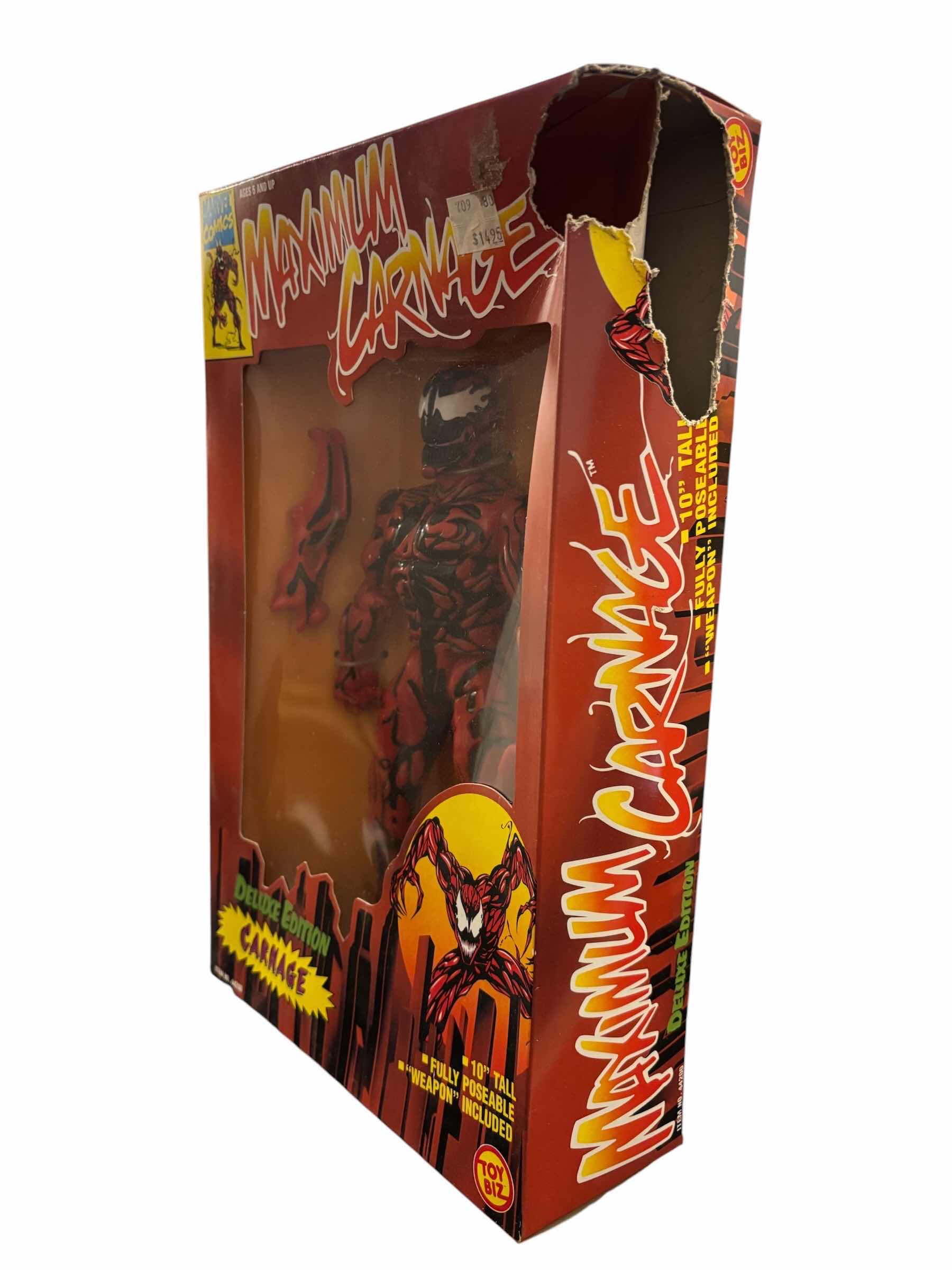 Photo 1 of 1994 TOY BIZ MARVEL COMICS DELUXE EDITION MAXIMUM CARNAGE 10” FULLY POSEABLE ACTION FIGURE