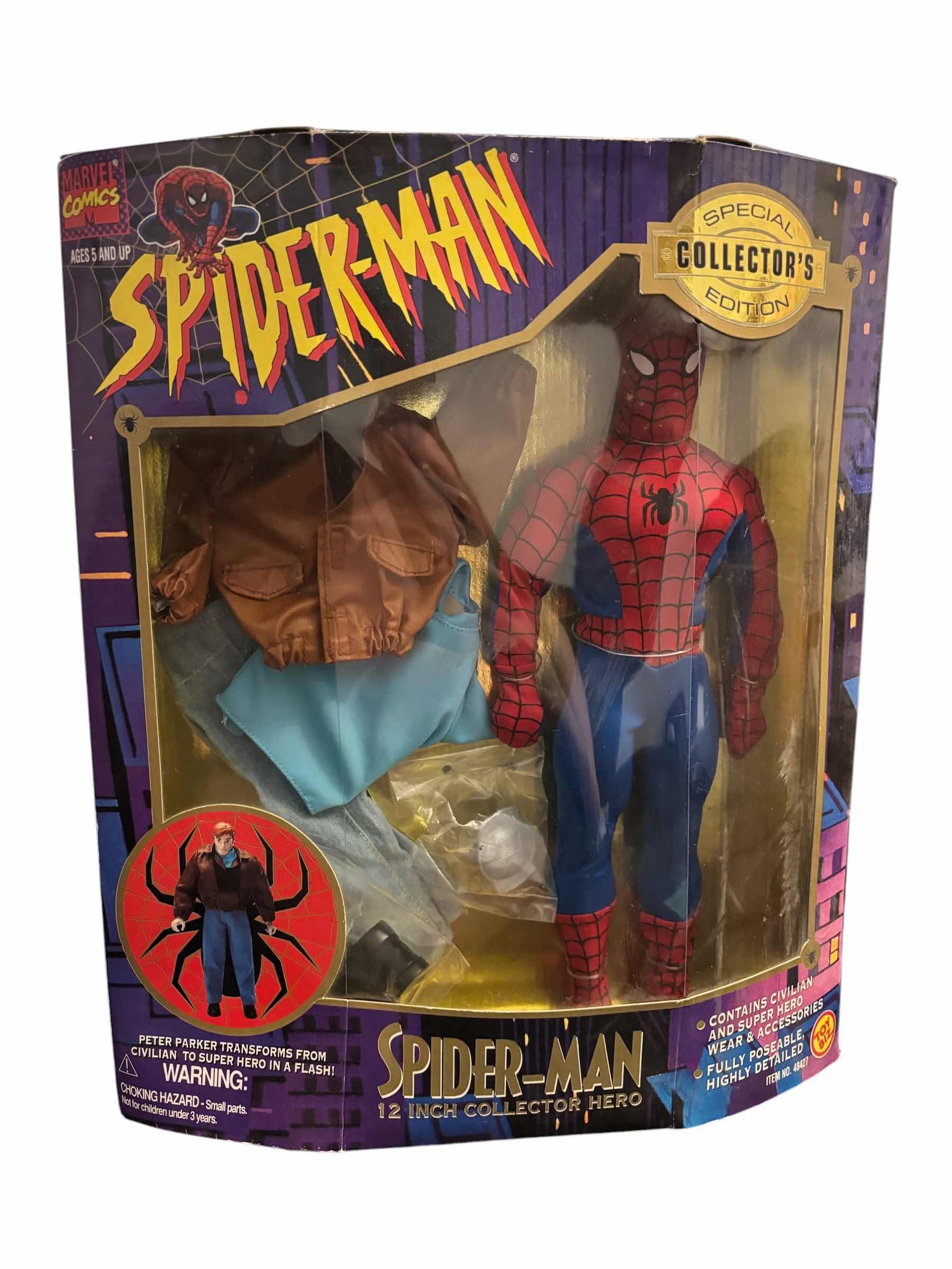 Photo 1 of 1995 TOY BIZ MARVEL COMICS SPIDER-MAN 12” COLLECTORS HERO W ACCESSORIES
