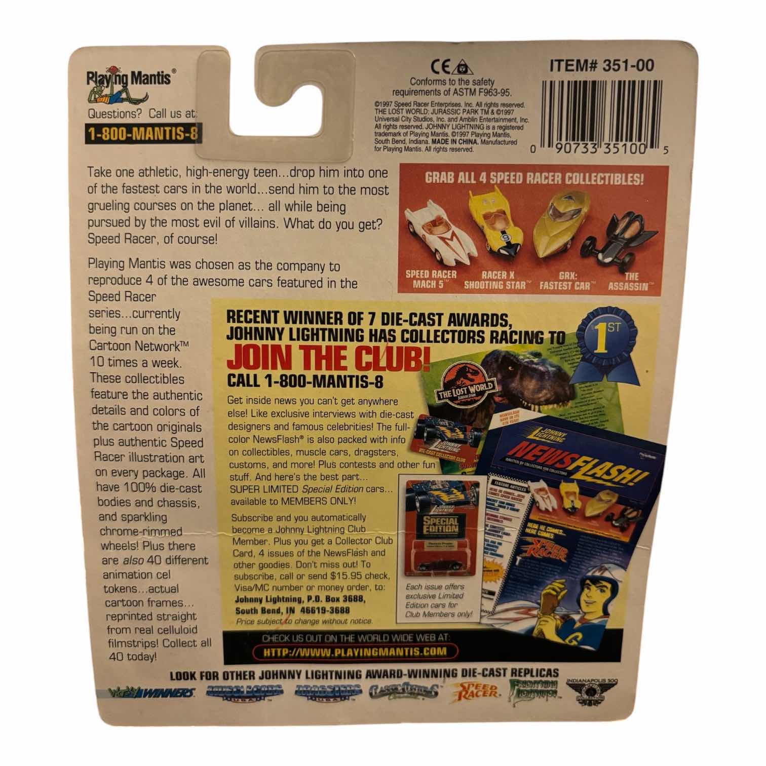 Photo 1 of 1997 JOHNNY LIGHTNING COLLECTORS EDITION SPEED RACER DIE-CAST REPLICA CAR SPEED RACER MACH 5 & ORIGINAL FILMSTRIP ANIMATION CEL ART