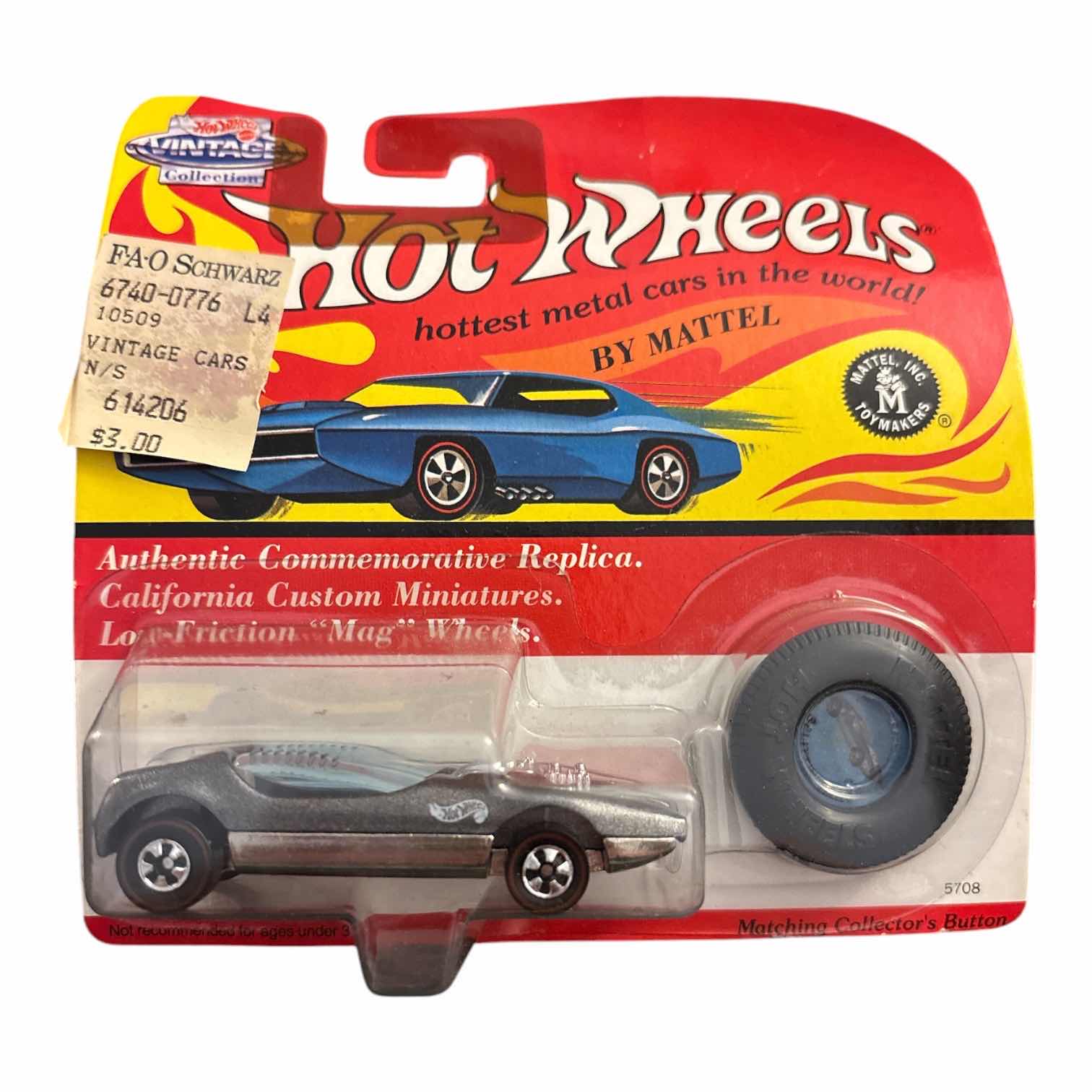 Photo 1 of 1993 MATTEL HOT WHEELS VINTAGE COLLECTION DIE-CAST AUTHENTIC REPLICA SPLITTING IMAGE W MATCHING COLLECTORS BUTTON (5708/CHARCOAL)