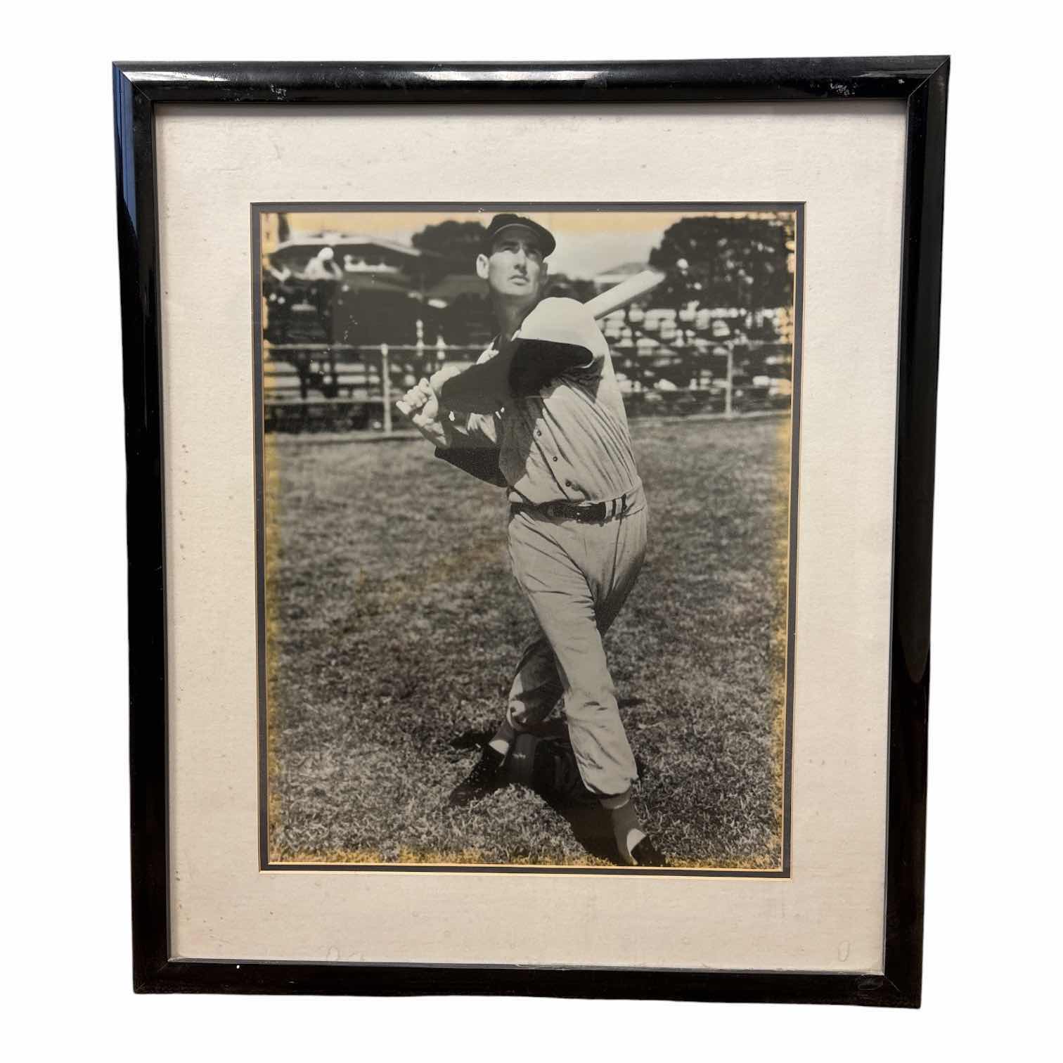 Photo 1 of FRAMED ARTWORK BOSTON RED SOX BASEBALL PLAYER HALL OF FAMER TED WILLIAMS SIGNED 24”X28.5” $349
