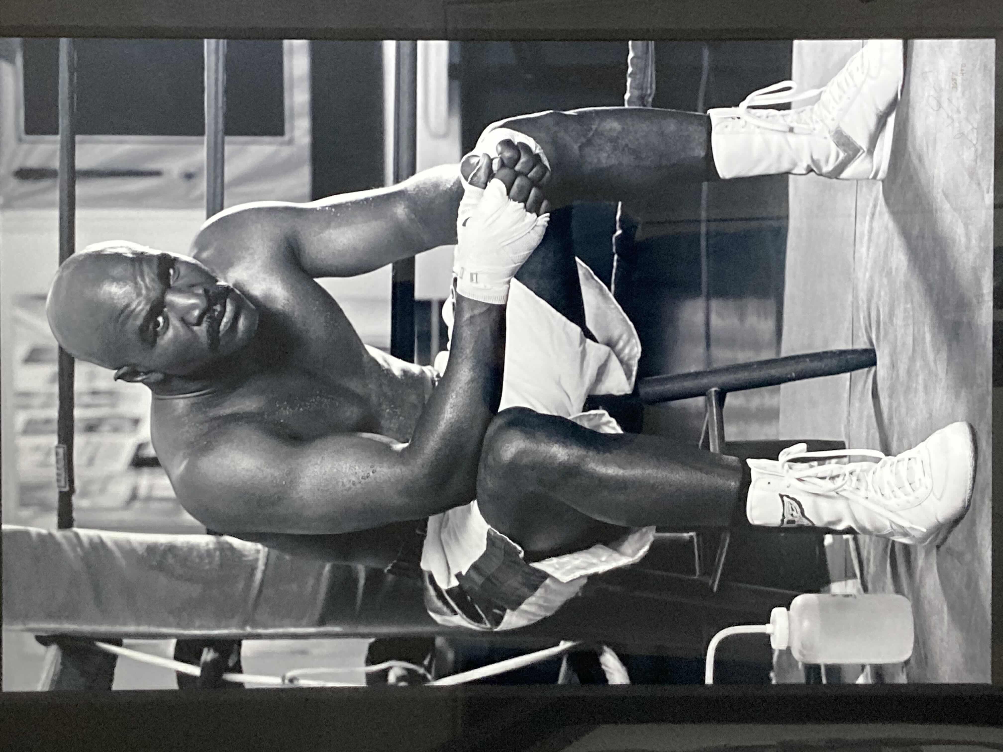 Photo 1 of EVANDER HOLYFIELD RINGSIDE PORTRAIT AUTOGRAPHED BY EVANDER HOLYFIELD FRAMED PHOTOGRAPH BY PETER LIK 368/450 41” X 2.75” H54.5” $15000