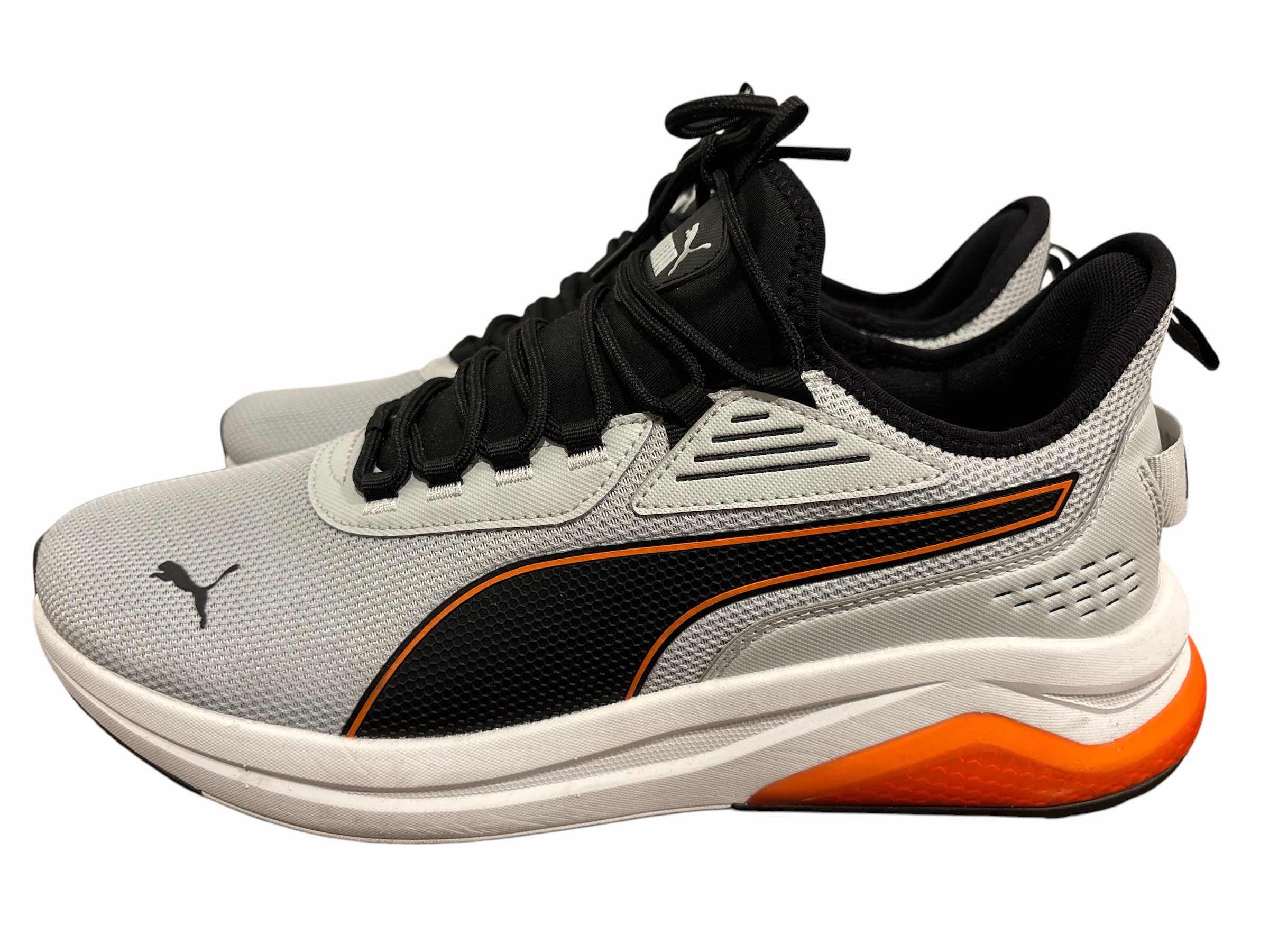 Photo 1 of MEN’S PUMA SHOES, SIZE 12 GREY/BLACK/ORANGE/WHITE