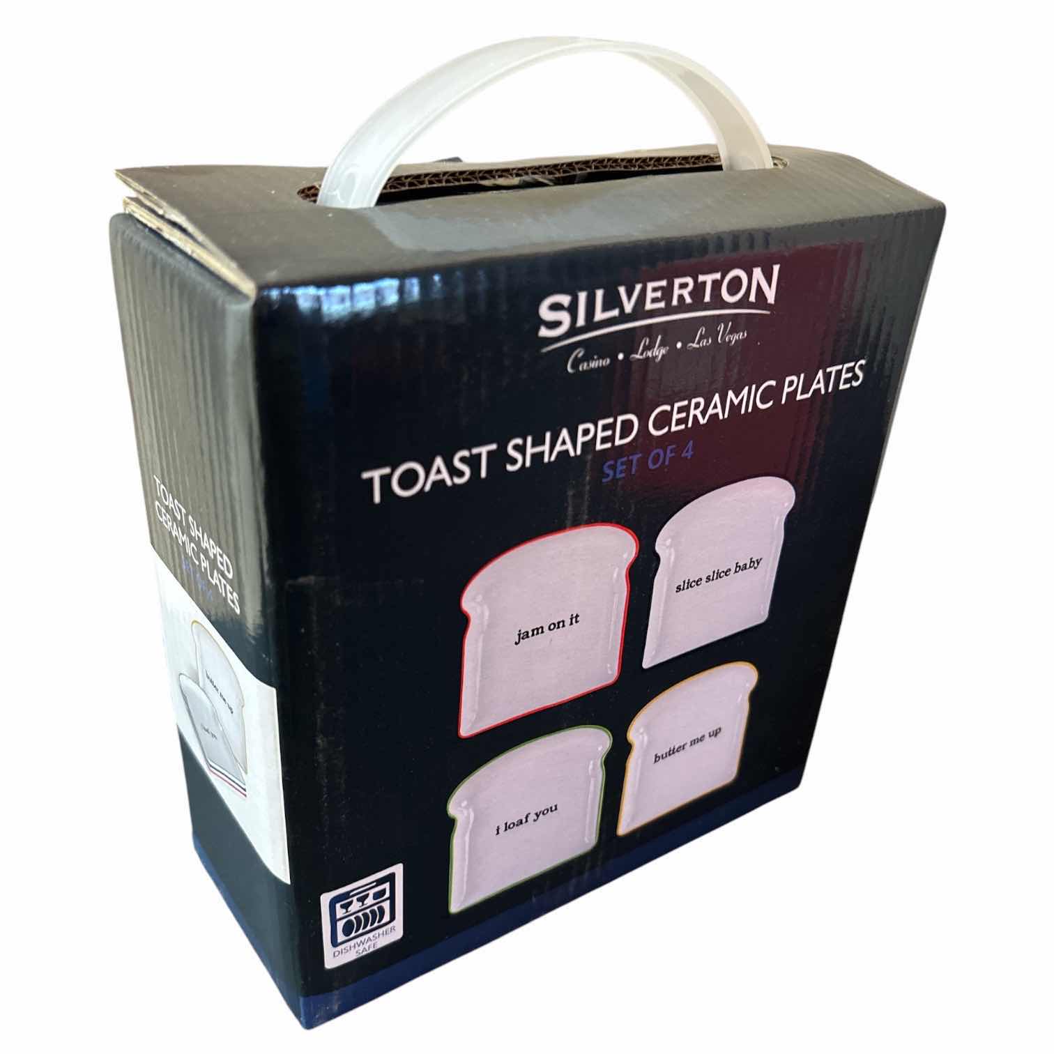 Photo 1 of SILVERTON 4 PC TOAST SHAPED CERAMIC PLATES & 4” MINI HEART NON-STICK WAFFLE MAKER