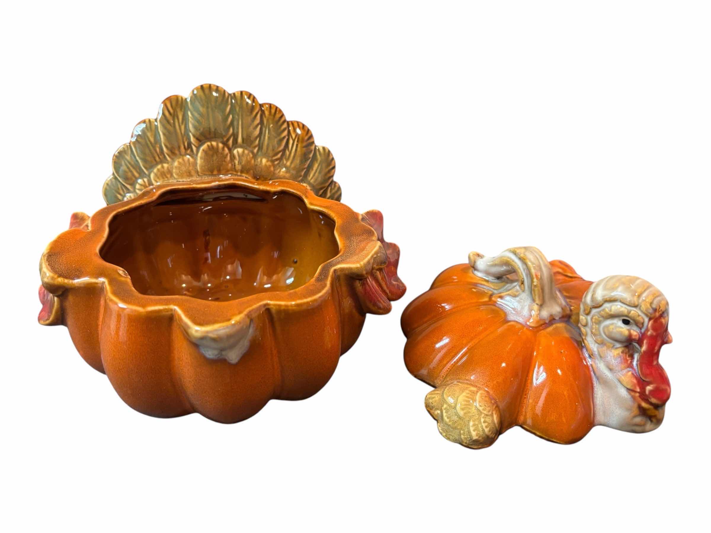 View 4 of CERAMIC TURKEY LIDDED DISH & TWO GRAVY BOATS