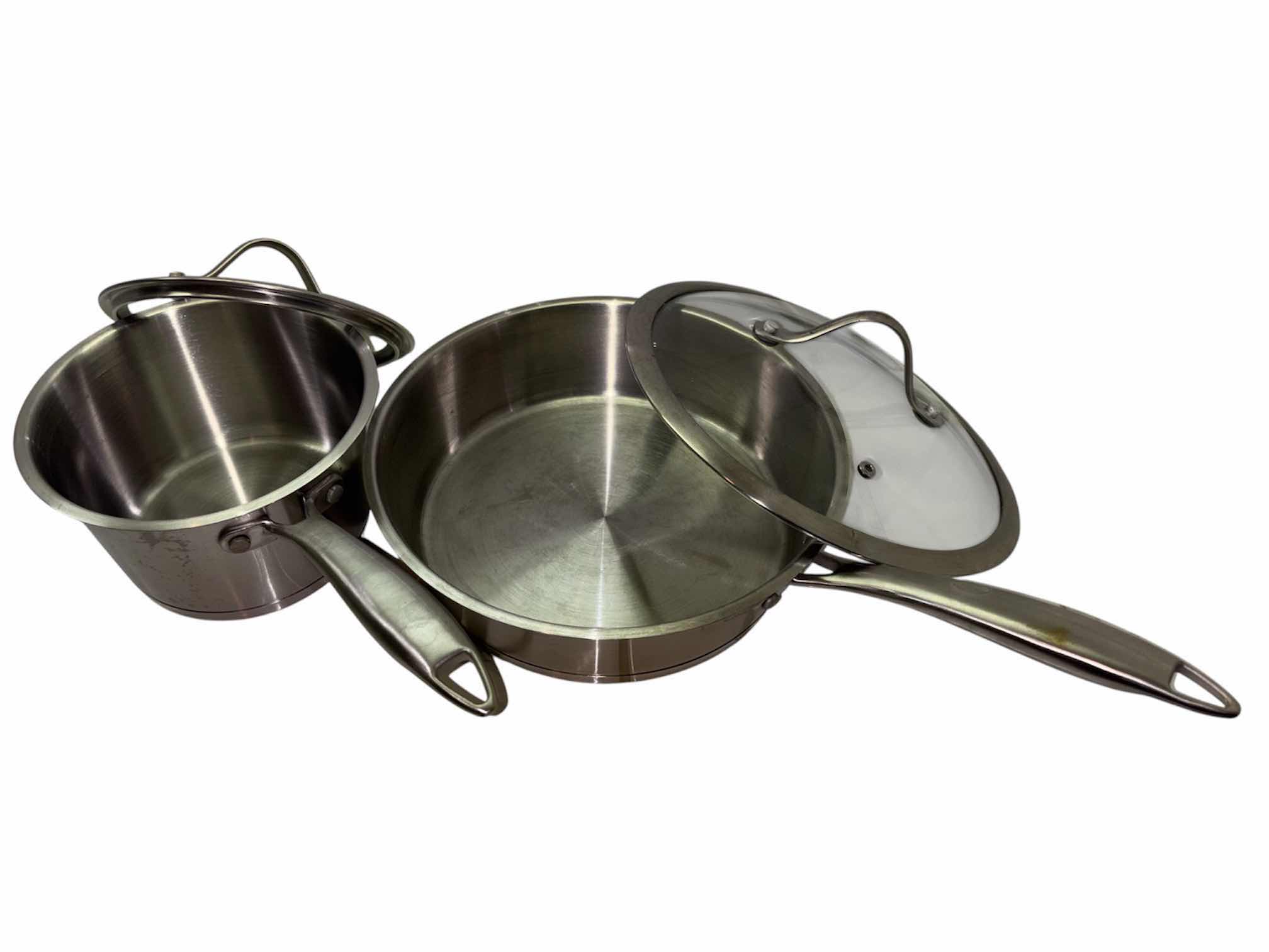 Photo 1 of PARINI 8 PC STAINLESS STEEL COOKWARE SET W GLASS LIDS $130