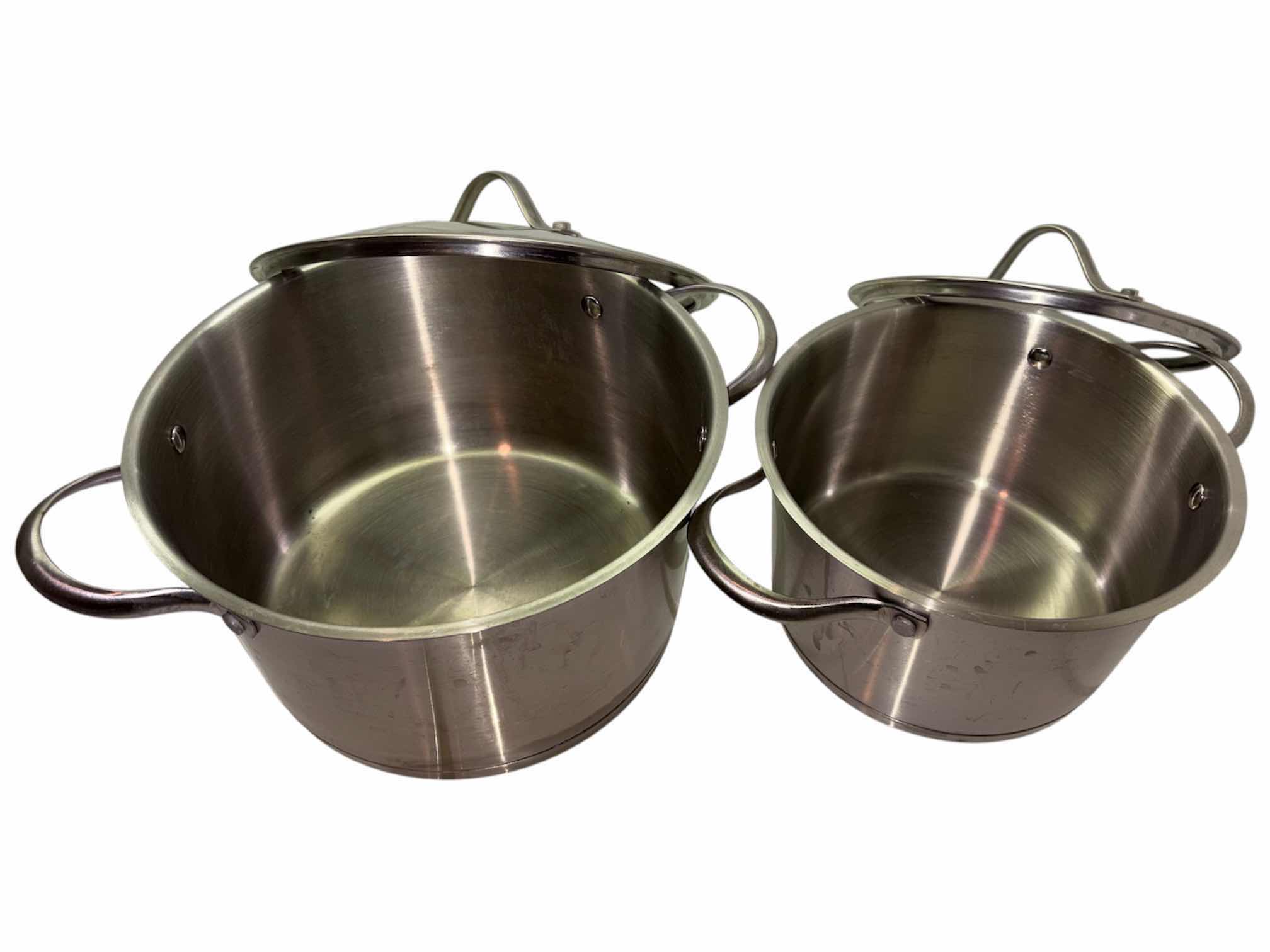 Photo 1 of PARINI 8 PC STAINLESS STEEL COOKWARE SET W GLASS LIDS $130