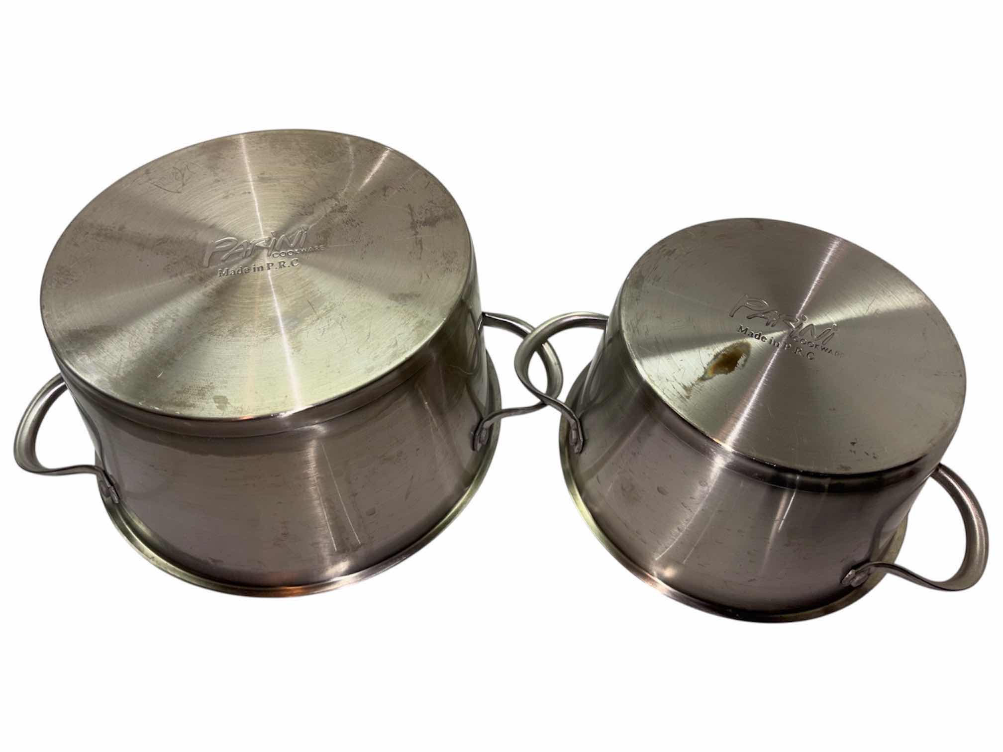 Photo 1 of PARINI 8 PC STAINLESS STEEL COOKWARE SET W GLASS LIDS $130