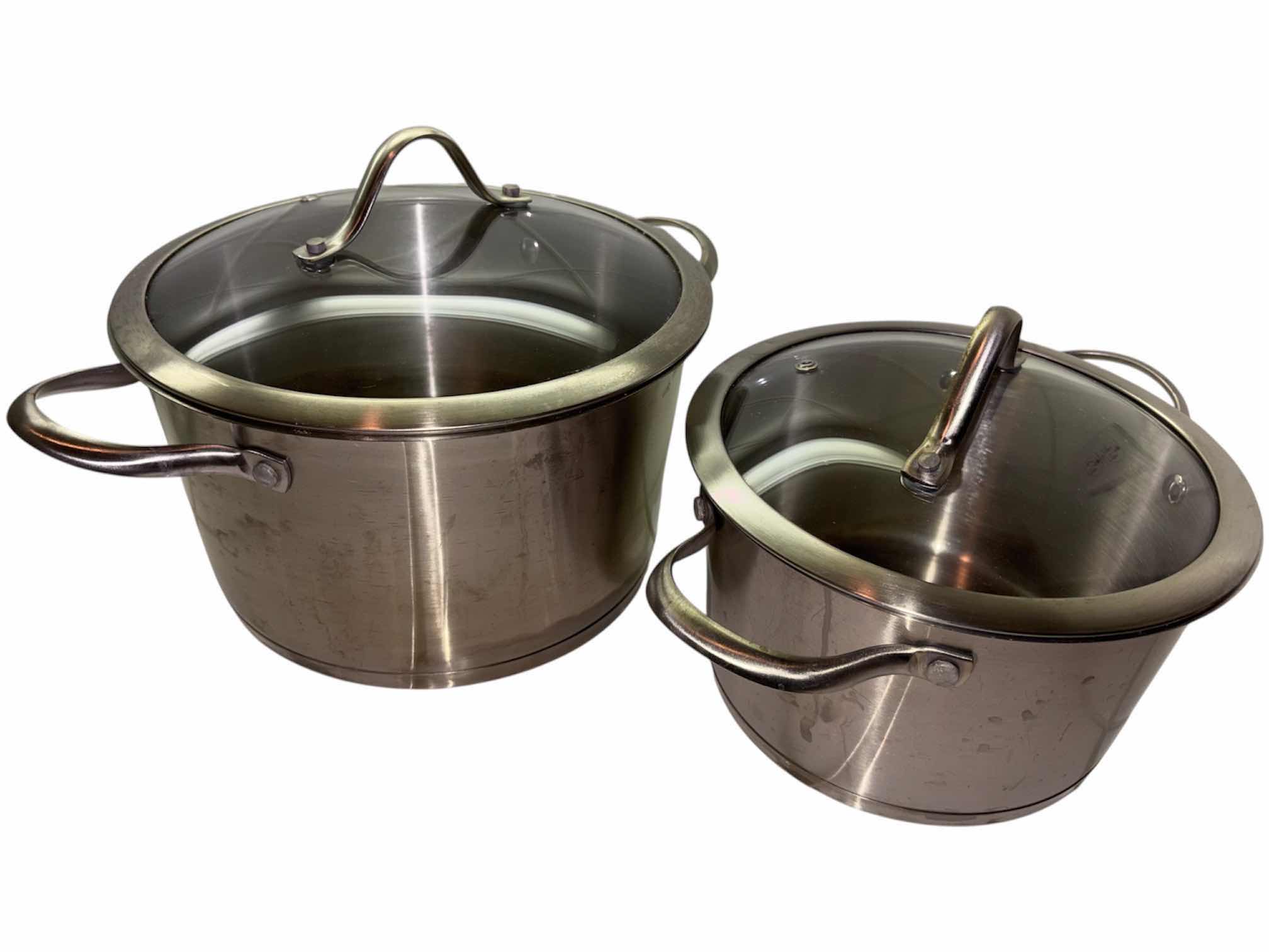 Photo 1 of PARINI 8 PC STAINLESS STEEL COOKWARE SET W GLASS LIDS $130